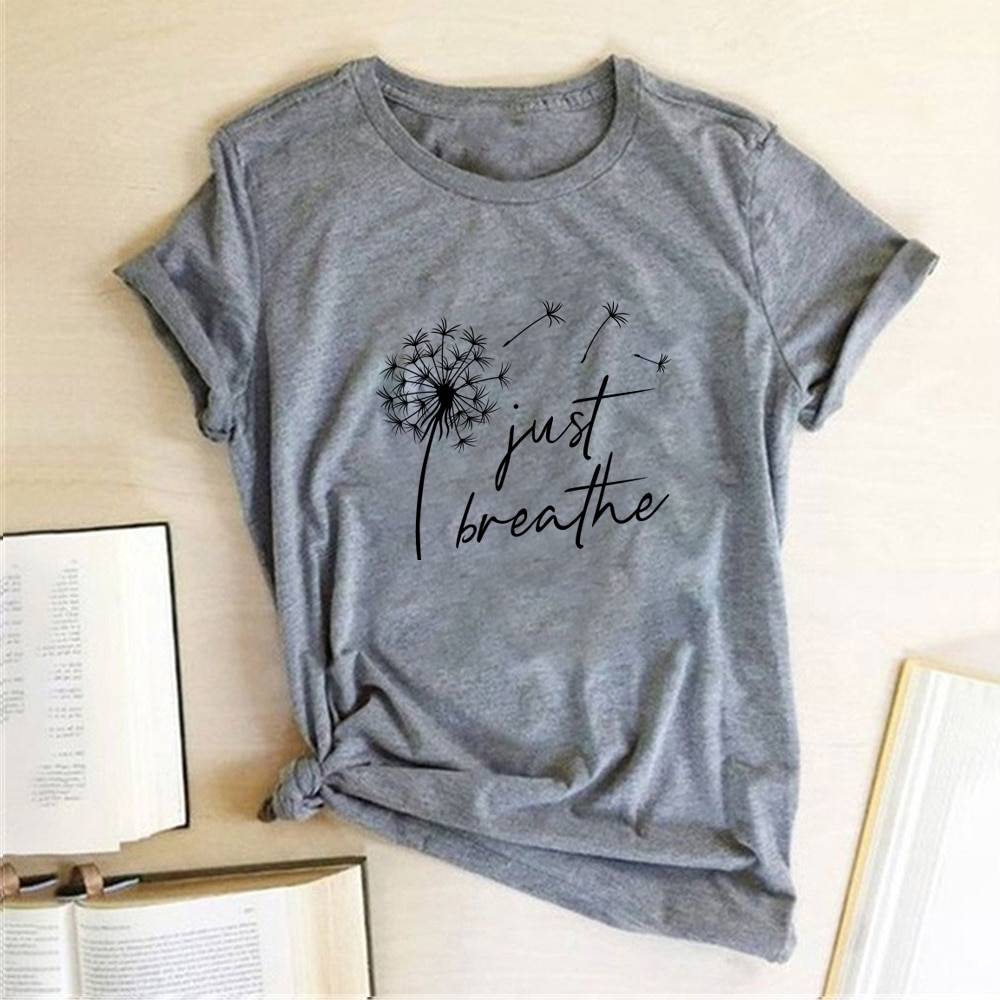 Dandelion Just Breathe - Light Gray / XL - T-Shirts - Shirts & Tops - 12 - 2024