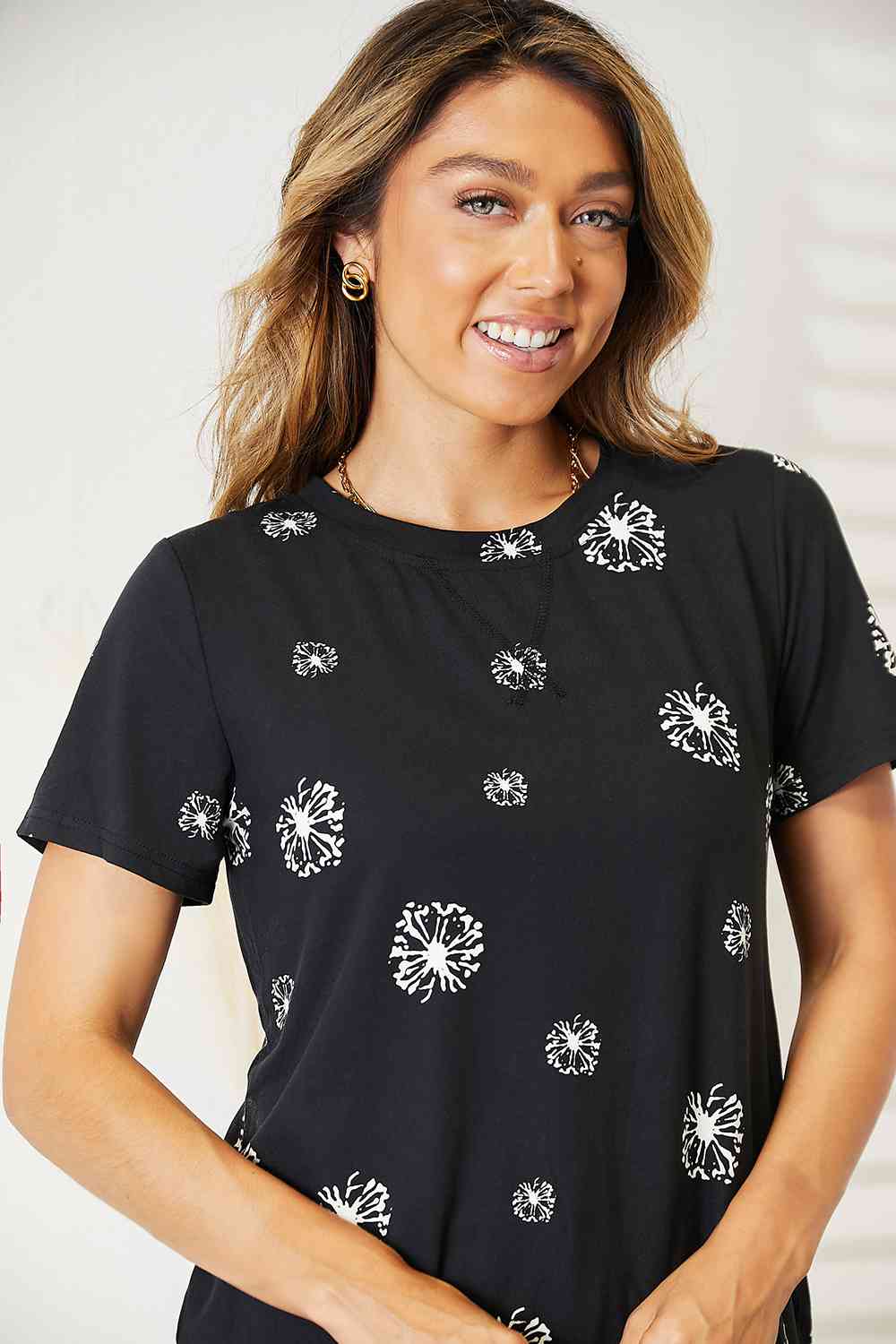 Dandelion Print Round Neck T-Shirt - T-Shirts - Shirts & Tops - 10 - 2024