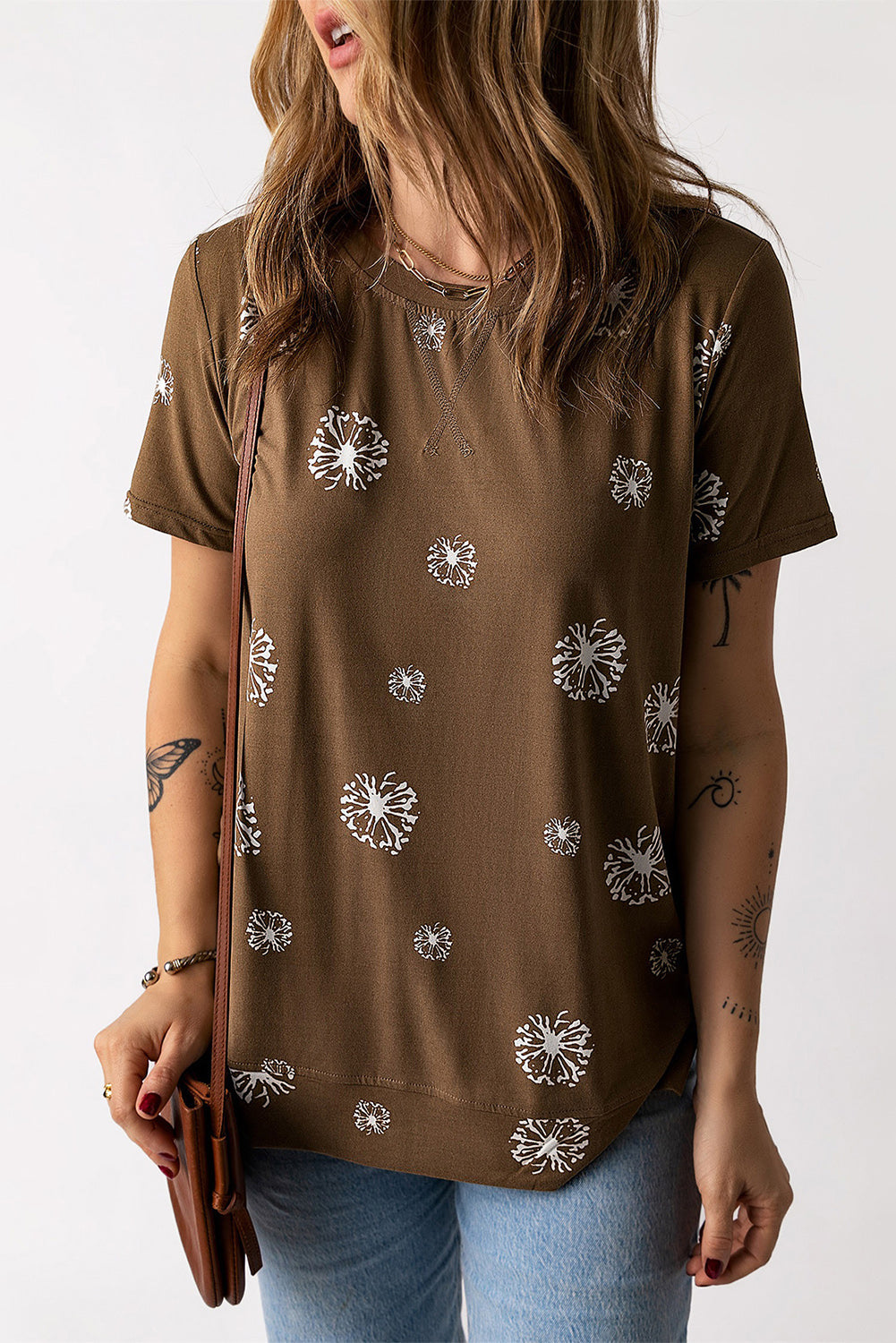 Dandelion Print Round Neck Tee - T-Shirts - Shirts & Tops - 7 - 2024