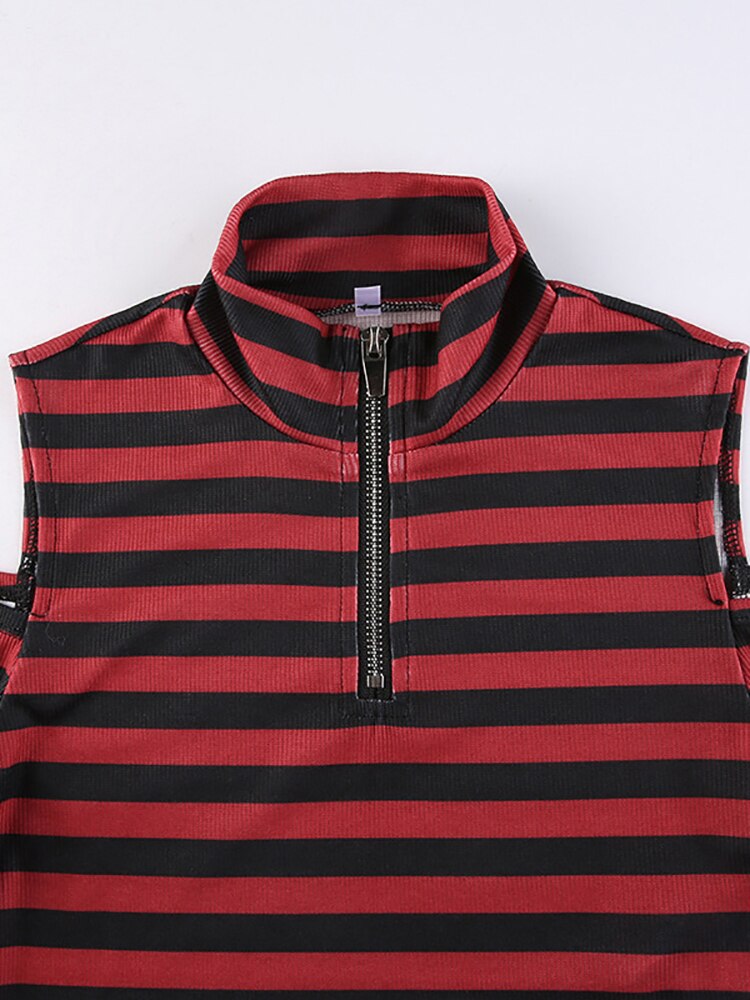 Dark Grunge Striped Crop Top - T-Shirts - Shirts & Tops - 3 - 2024