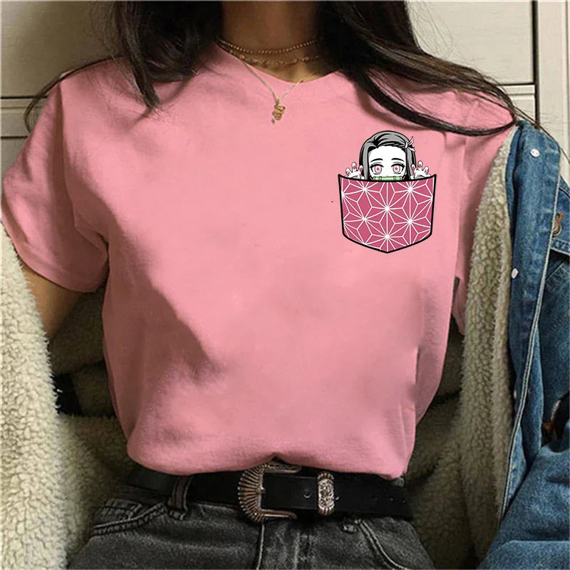 Demon Slayer Kamado Nezuko Short Sleeve Tops - Pink / 4XL - T-Shirts - Shirts & Tops - 6 - 2024