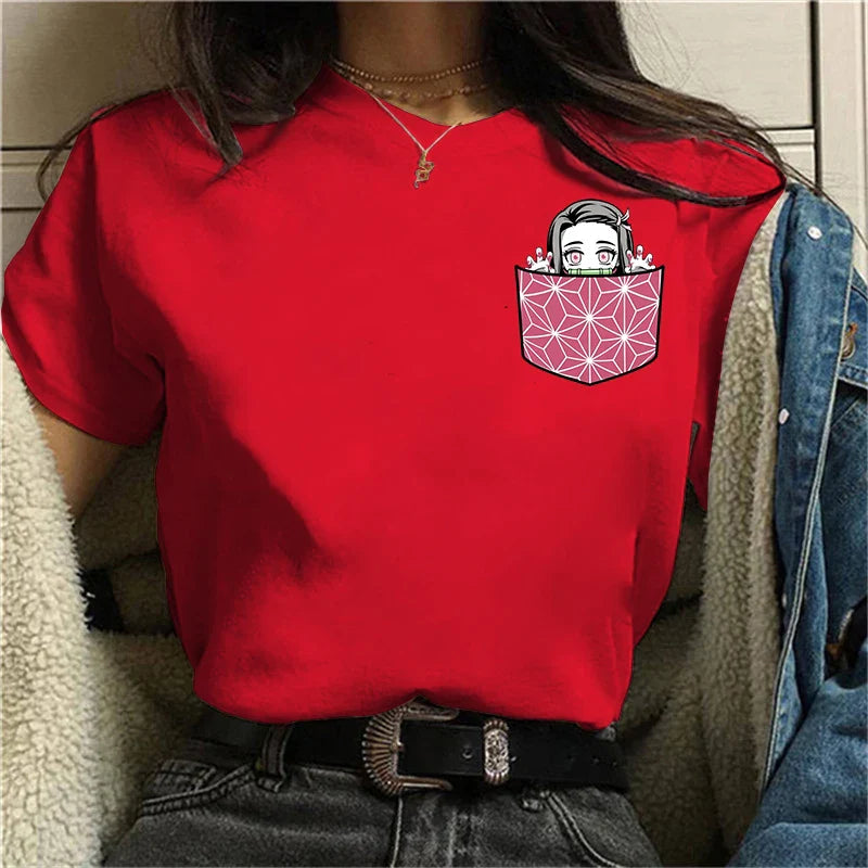 Demon Slayer Kamado Nezuko Short Sleeve Tops - Red / 4XL - T-Shirts - Shirts & Tops - 7 - 2024