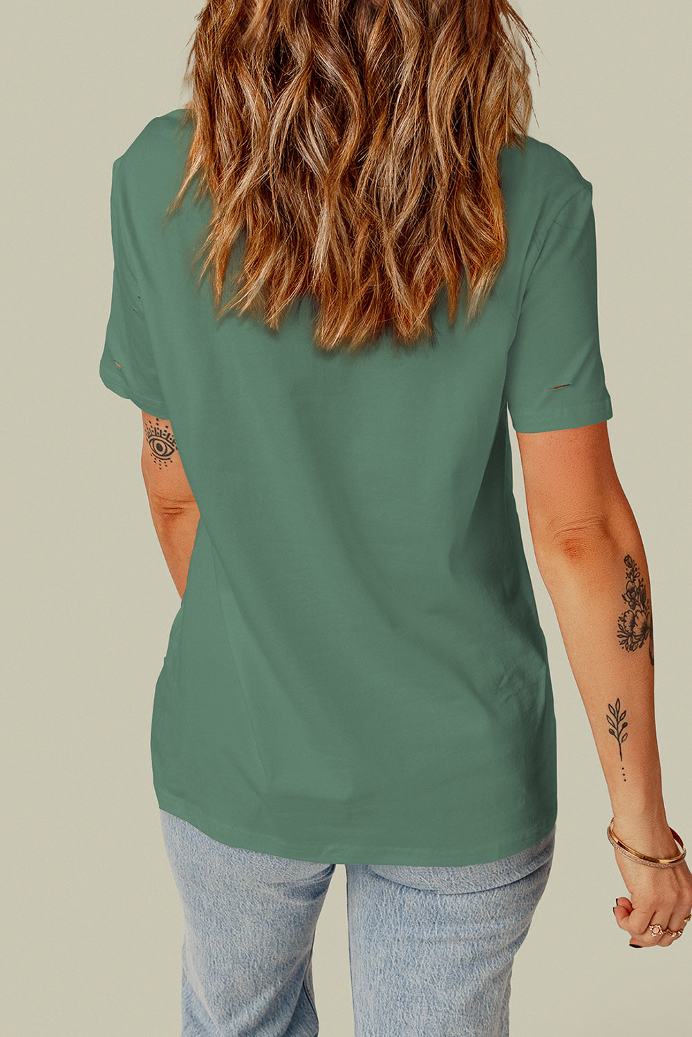 Distressed Round Neck Tee - T-Shirts - Shirts & Tops - 18 - 2024