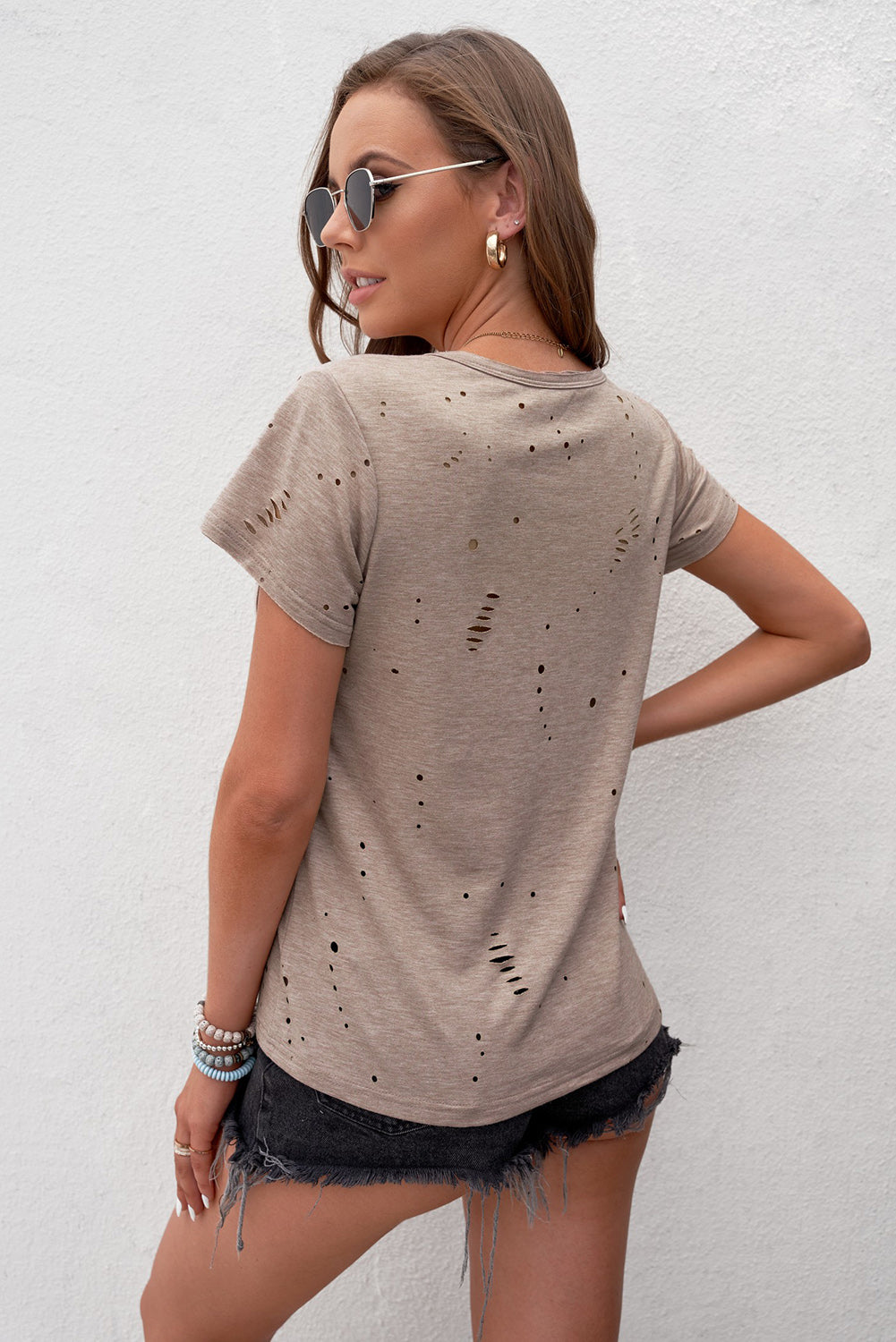 Distressed Short Sleeve Pocket Tee - T-Shirts - Shirts & Tops - 2 - 2024