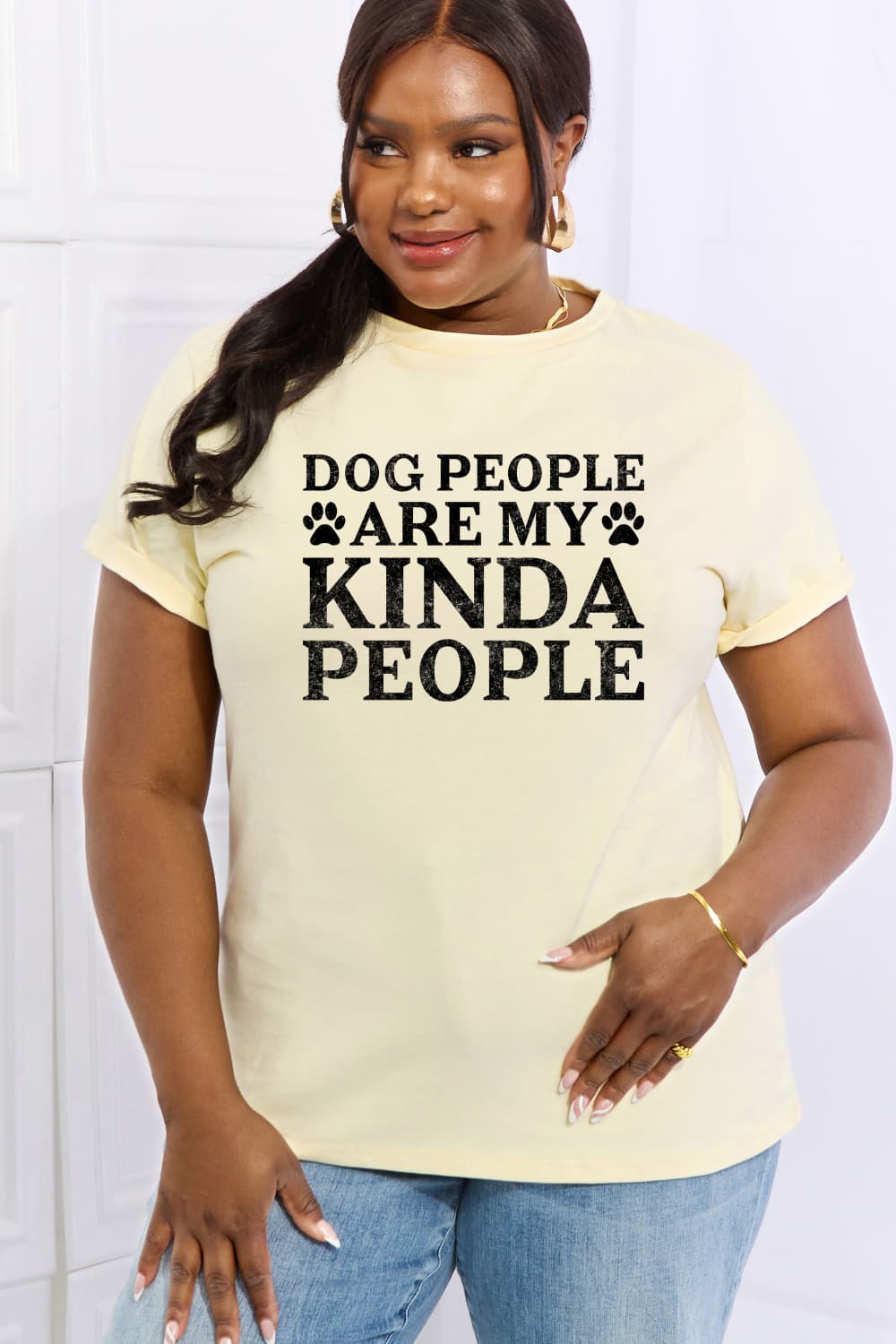 DOG PEOPLE ARE MY KINDA PEOPLE Graphic Cotton Tee - Beige / S - T-Shirts - Shirts & Tops - 7 - 2024