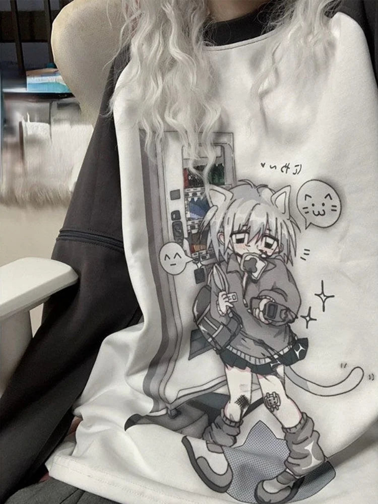 Dreamy Detachable Sleeve Tee – Kawaii Cat & Anime Harajuku Style Top - T-Shirts - Clothing Tops - 6 - 2024