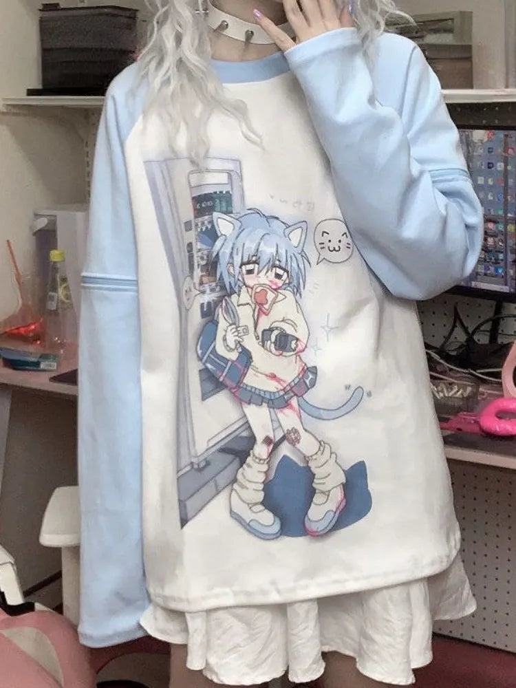 Dreamy Detachable Sleeve Tee – Kawaii Cat & Anime Harajuku Style Top - T-Shirts - Clothing Tops - 1 - 2024