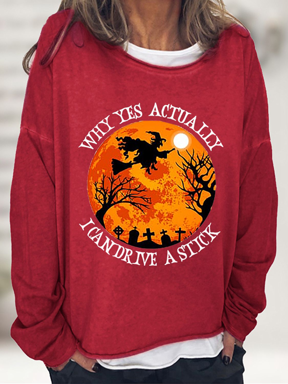 I Can Drive A Stick Halloween Sweatshirt - Red / S - T-Shirts - Shirts & Tops - 10 - 2024