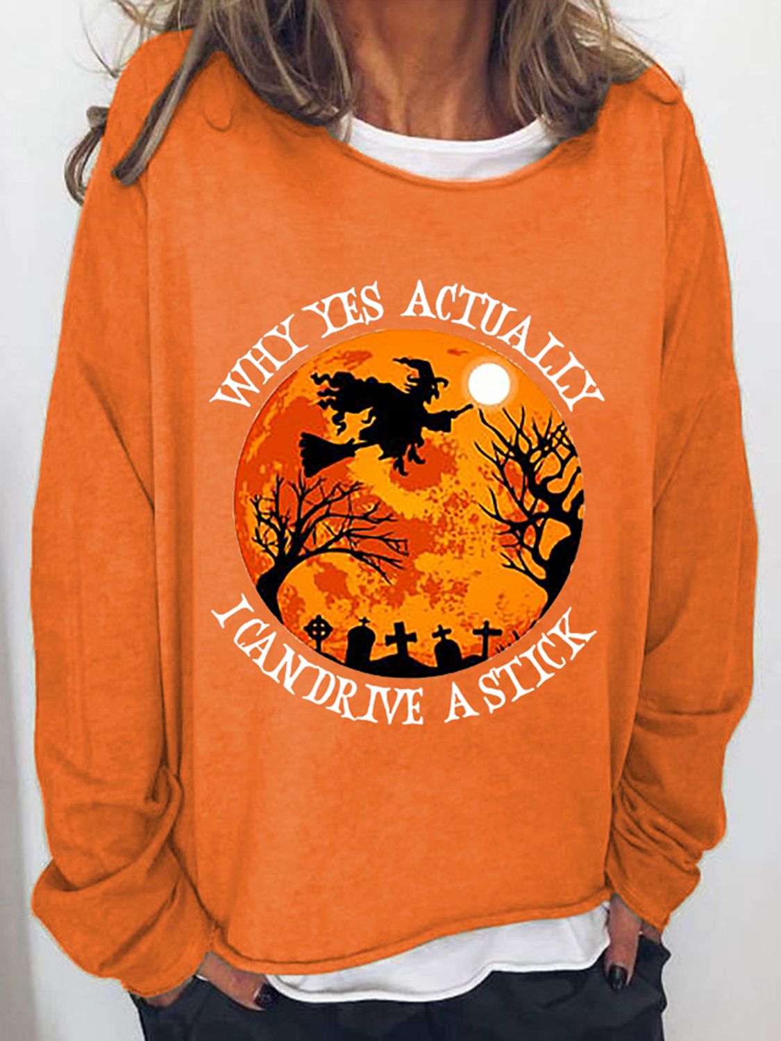 I Can Drive A Stick Halloween Sweatshirt - Orange / S - T-Shirts - Shirts & Tops - 4 - 2024