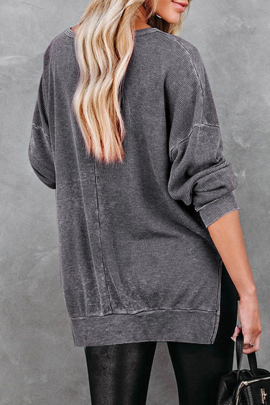 Dropped Shoulder Slit Sweatshirt - T-Shirts - Shirts & Tops - 2 - 2024