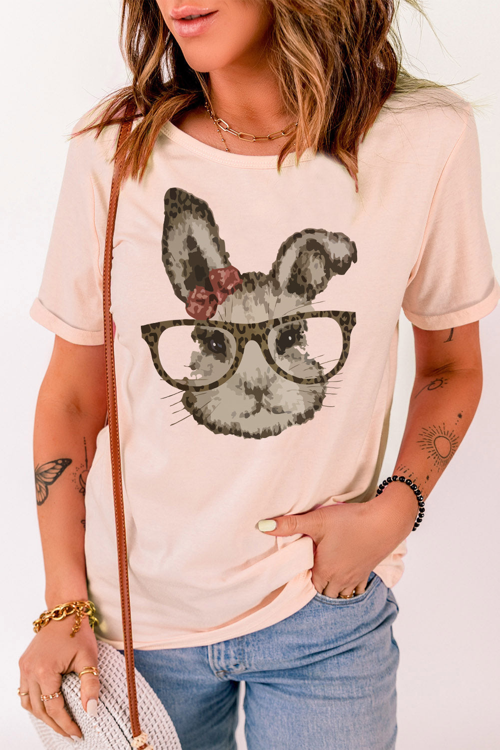 Easter Bunny Graphic Cuffed T-Shirt - T-Shirts - Shirts & Tops - 3 - 2024