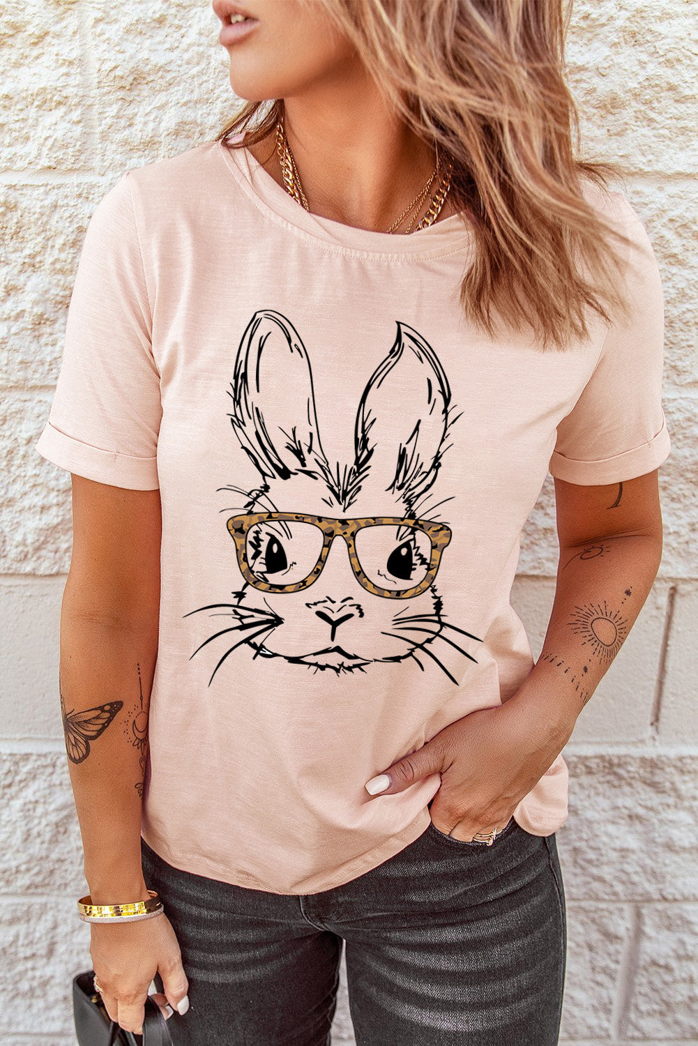 Easter Bunny Graphic Short Sleeve Tee - Pink / S - T-Shirts - Shirts & Tops - 1 - 2024