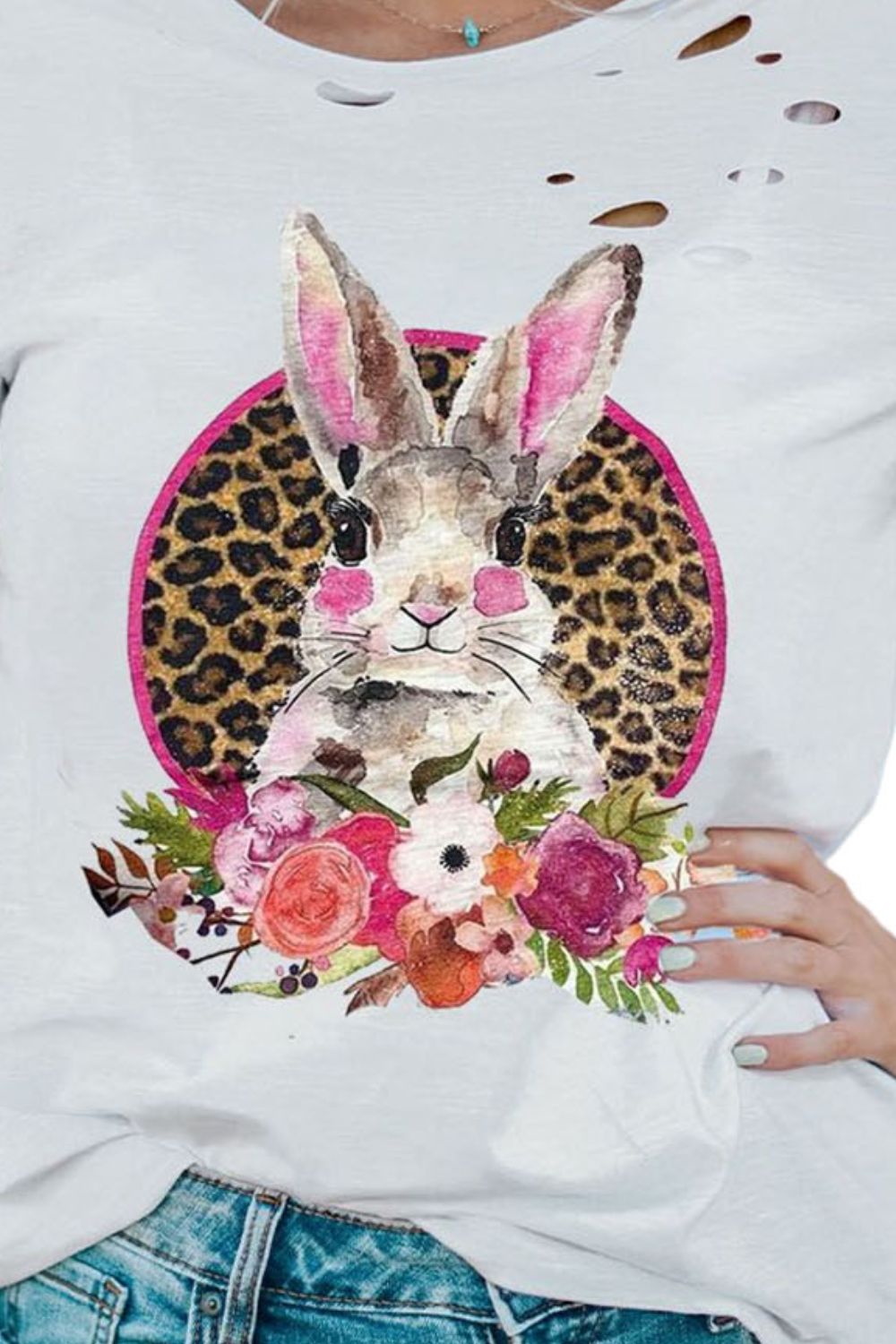 Easter Graphic Distressed Tee Shirt - T-Shirts - Shirts & Tops - 3 - 2024