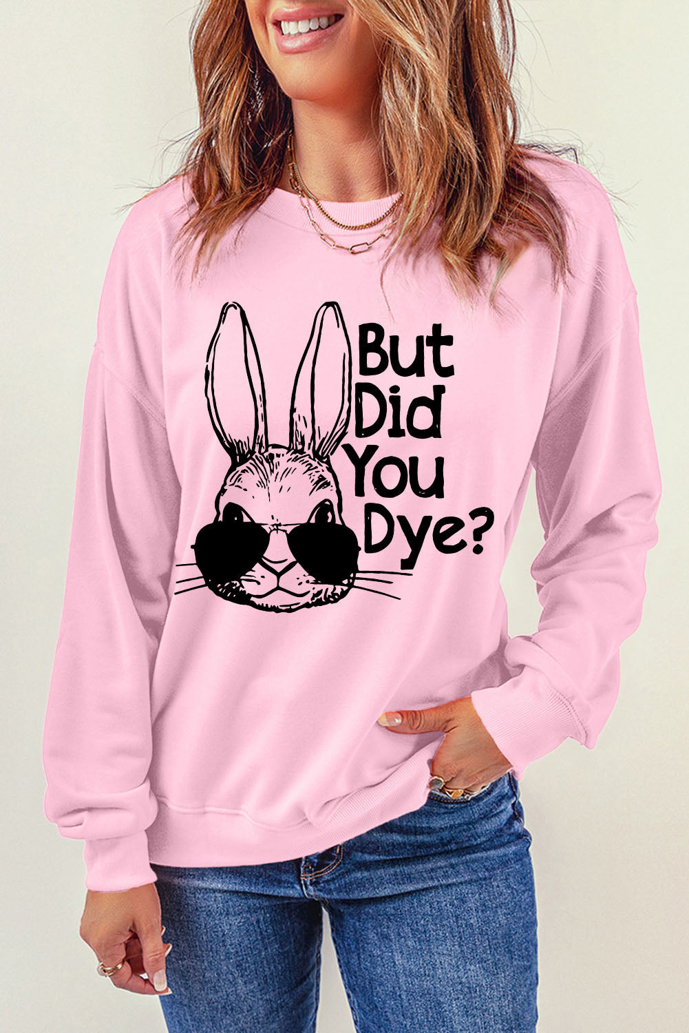 Easter Graphic Dropped Shoulder Sweatshirt - Pink / S - T-Shirts - Shirts & Tops - 1 - 2024