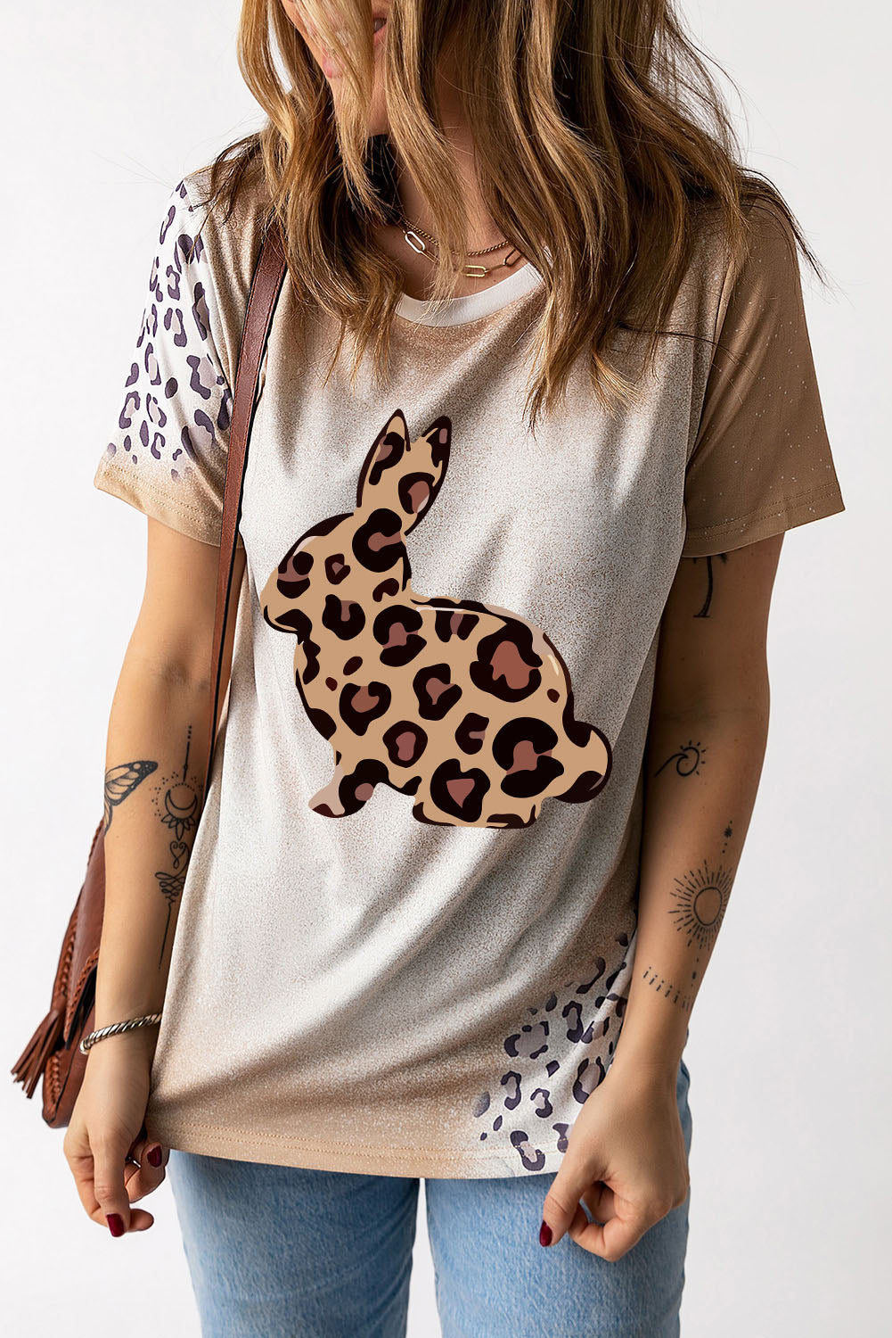 Easter Leopard Graphic Tee Shirt - Khaki / S - T-Shirts - Shirts & Tops - 1 - 2024