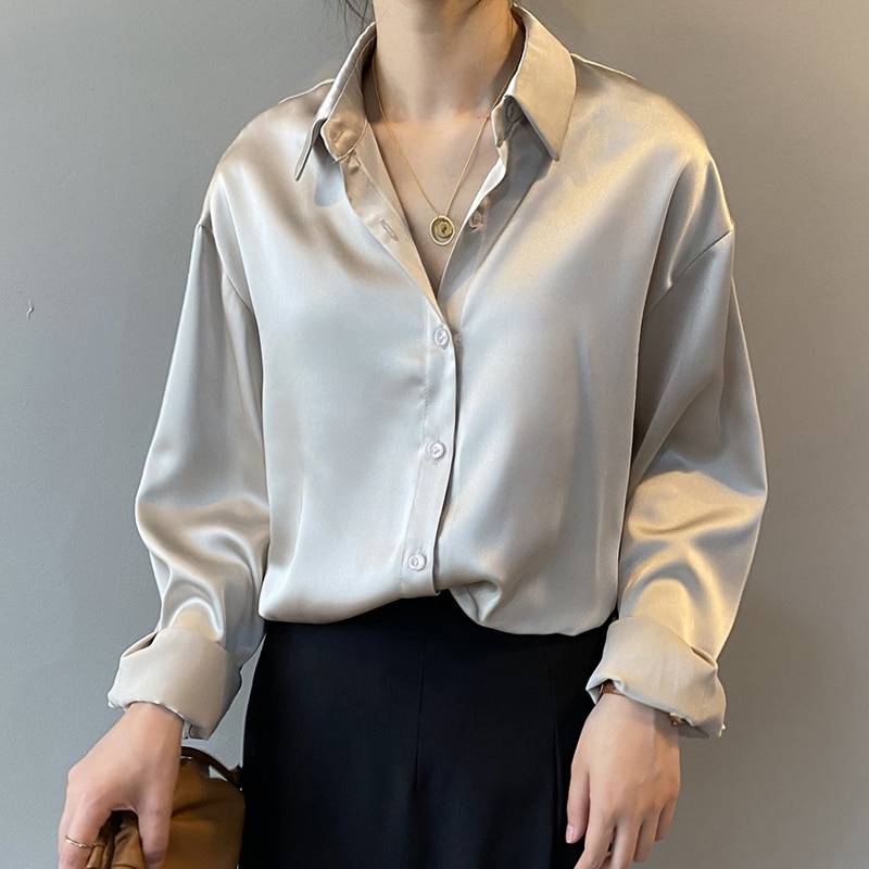 Elegant Silk Shirt - Light Gray / XL - T-Shirts - Shirts & Tops - 26 - 2024