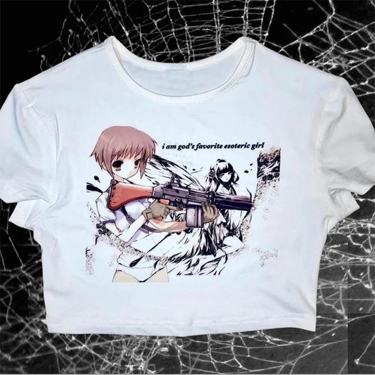 Esoteric Anime Girl Crop Tee - White / XL - T-Shirts - Shirts & Tops - 1 - 2024