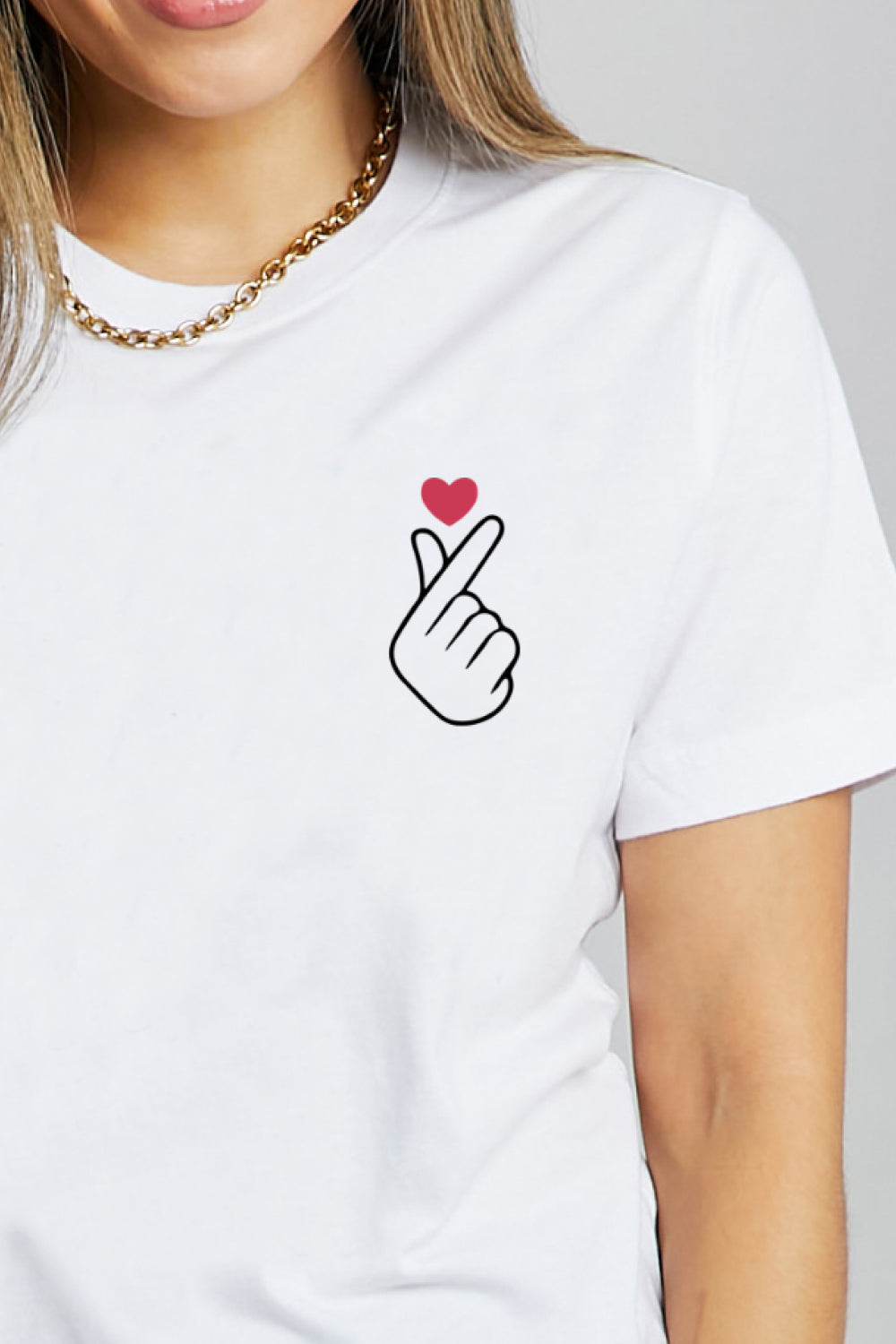 Finger Heart Emoji Graphic Cotton T-Shirt - T-Shirts - Shirts & Tops - 3 - 2024