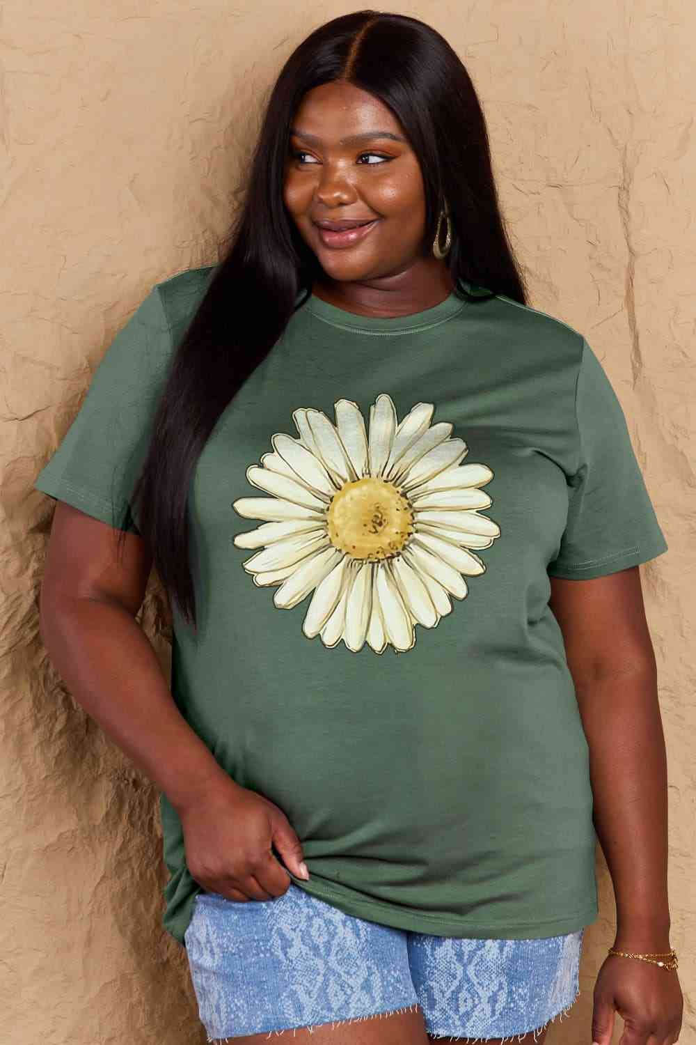 FLOWER Graphic Cotton Tee - Green / S - T-Shirts - Shirts & Tops - 19 - 2024