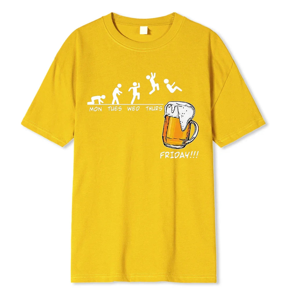 Friday Beer Print Men’s T-Shirt: Funny Hip Hop Streetwear - Yellow / XXXL - T-Shirts - Shirts & Tops - 7 - 2024