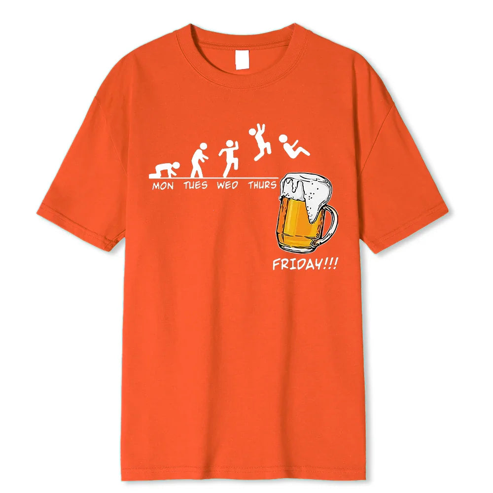 Friday Beer Print Men’s T-Shirt: Funny Hip Hop Streetwear - Orange / XXXL - T-Shirts - Shirts & Tops - 10 - 2024