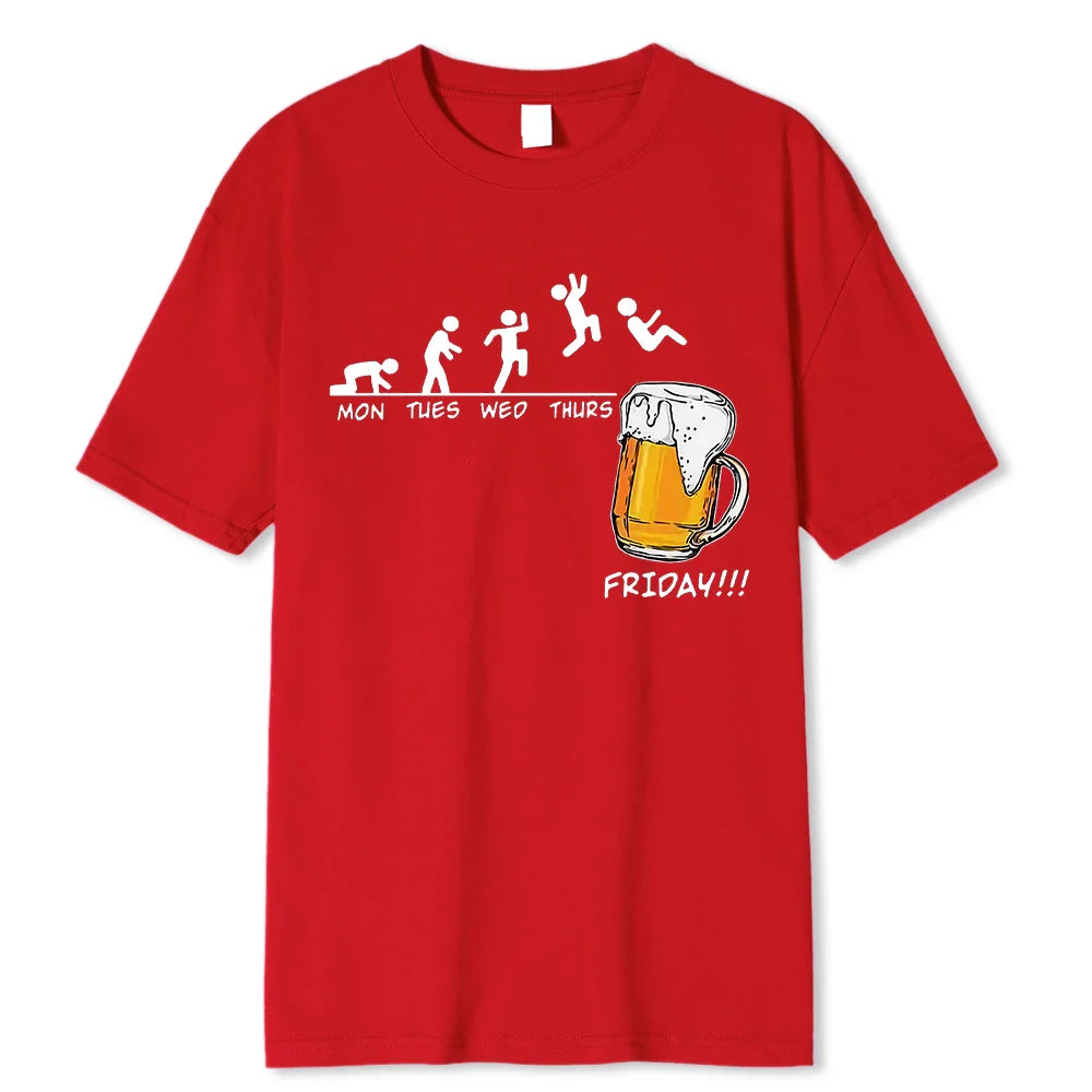 Friday Beer Print Men’s T-Shirt: Funny Hip Hop Streetwear - Red / XXXL - T-Shirts - Shirts & Tops - 9 - 2024