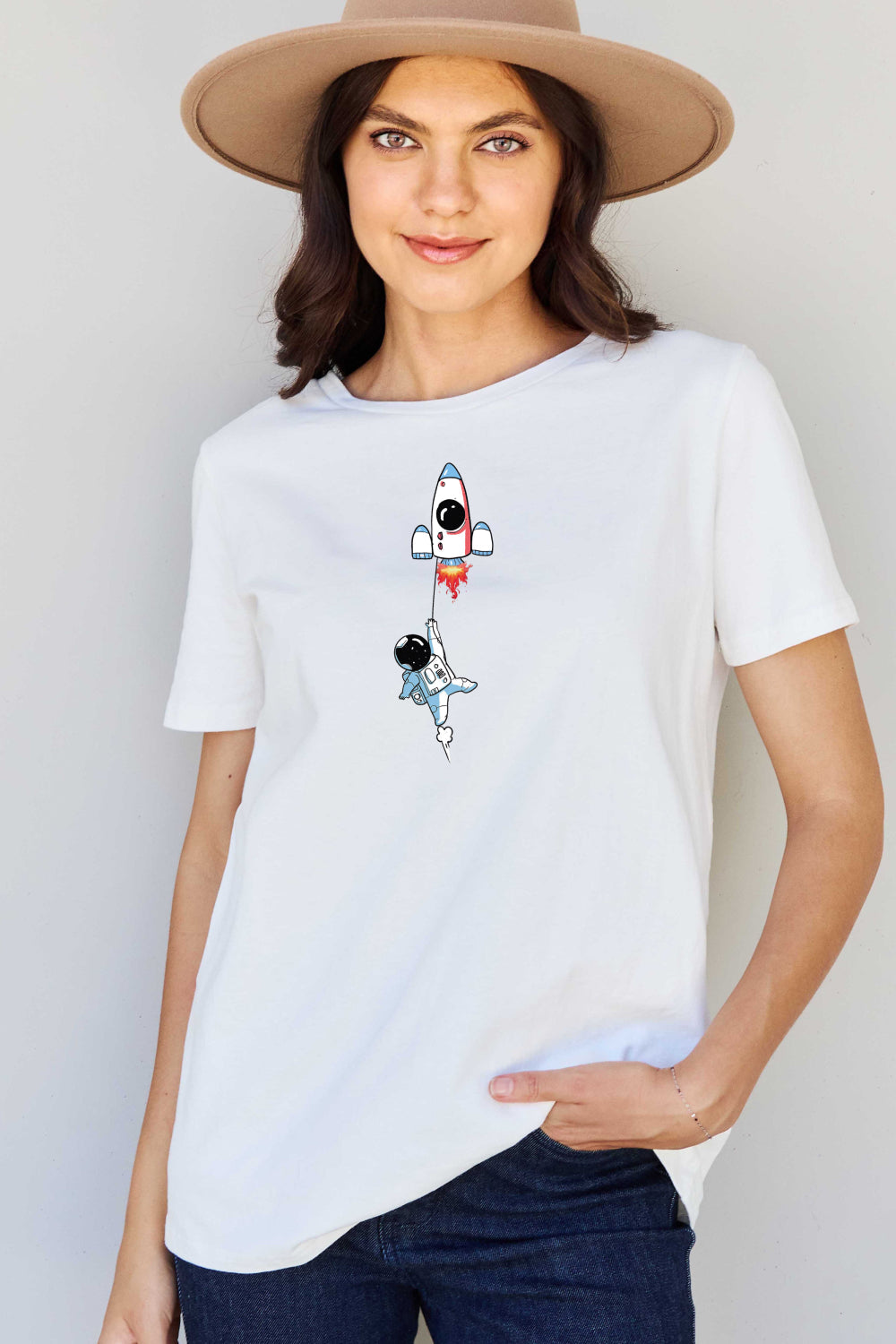 Full Size Astronaut Graphic Cotton T-Shirt - White / S - T-Shirts - Shirts & Tops - 15 - 2024