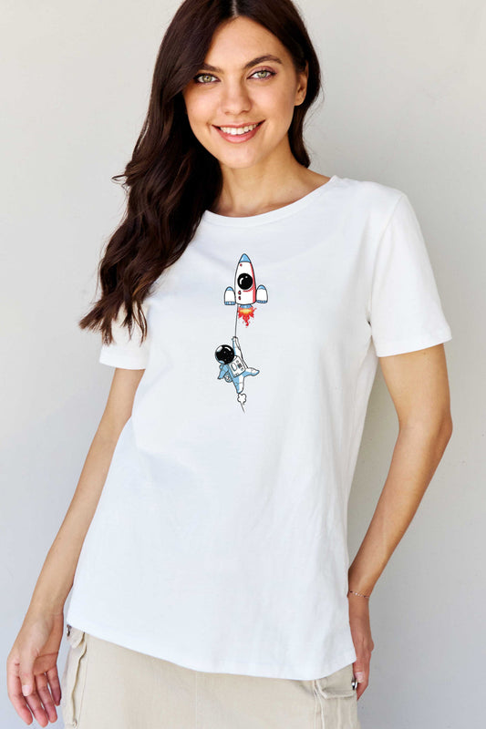 Full Size Astronaut Graphic Cotton T-Shirt - T-Shirts - Shirts & Tops - 2 - 2024