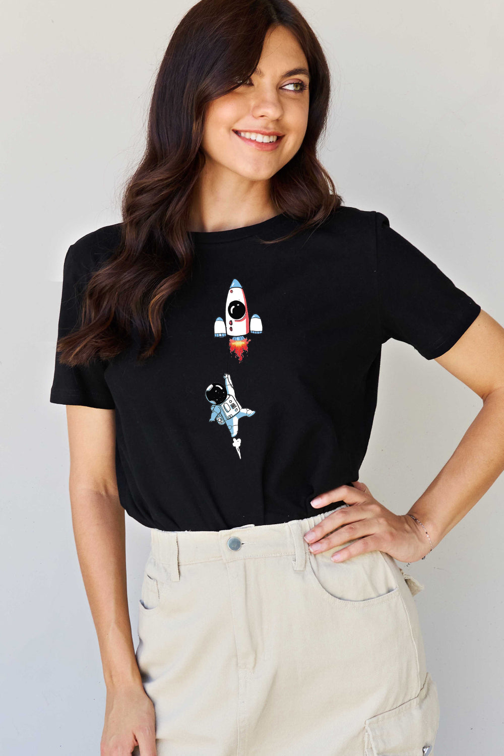 Full Size Astronaut Graphic Cotton T-Shirt - T-Shirts - Shirts & Tops - 6 - 2024