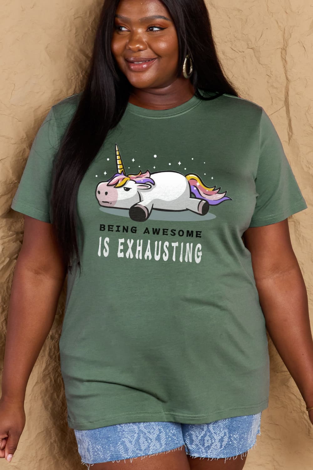 Full Size BEING AWESOME IS EXHAUSTING Graphic Cotton Tee - T-Shirts - Shirts & Tops - 22 - 2024