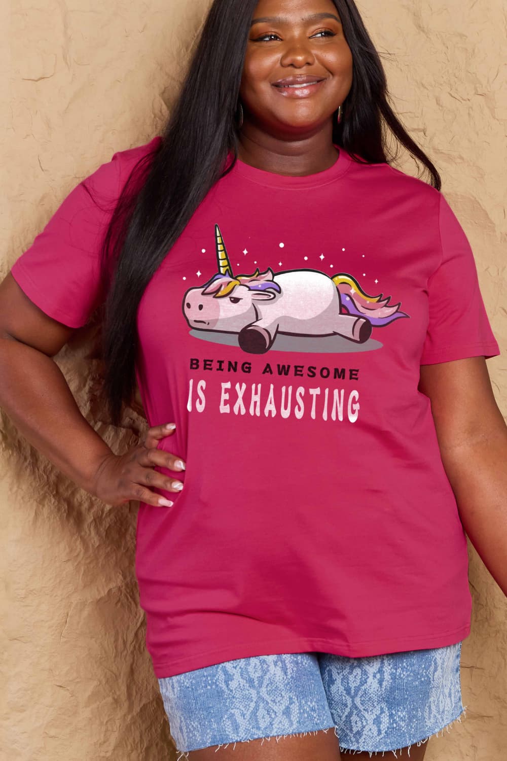 Full Size BEING AWESOME IS EXHAUSTING Graphic Cotton Tee - T-Shirts - Shirts & Tops - 4 - 2024