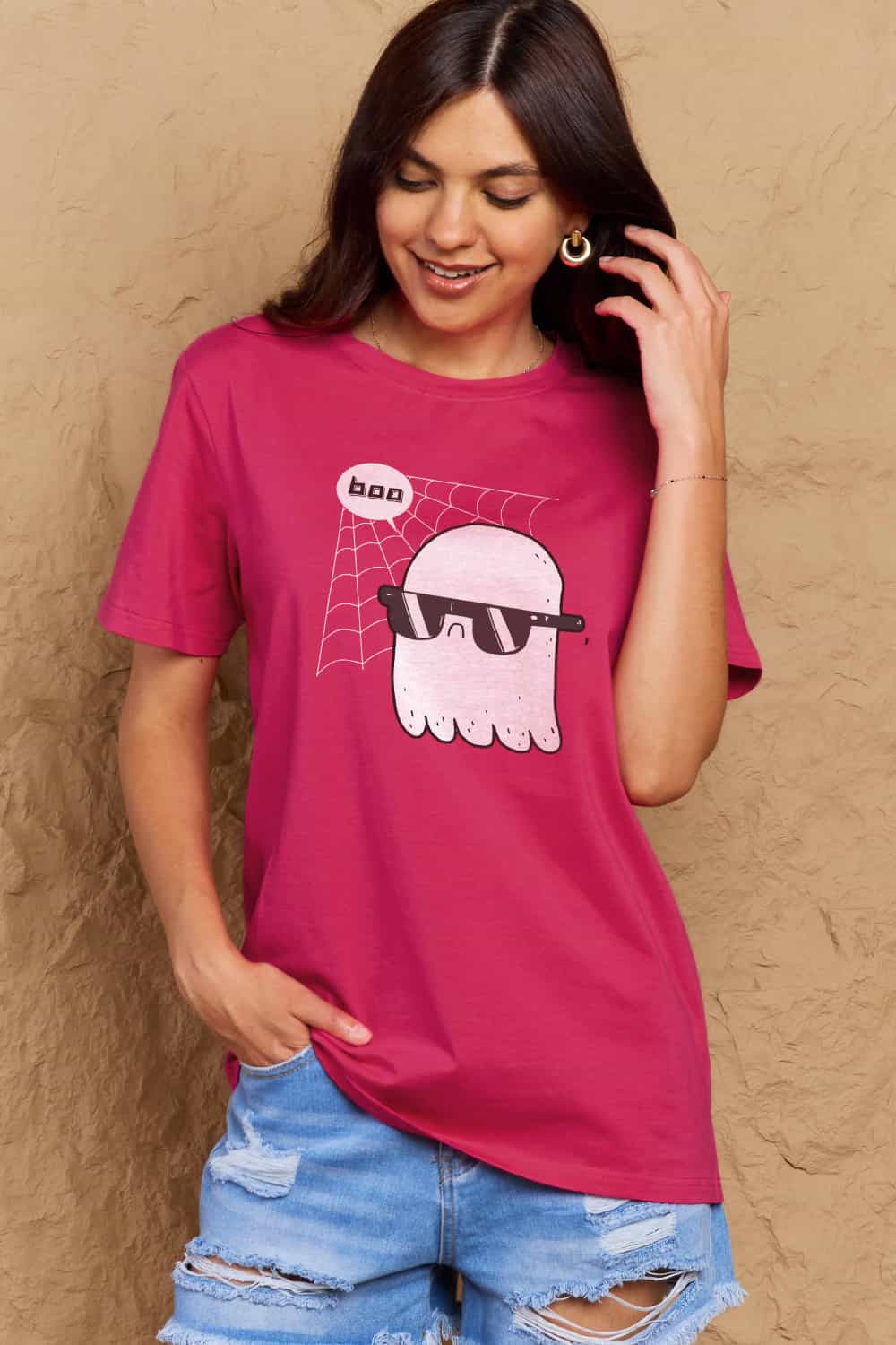 Full Size BOO Graphic Cotton T-Shirt - T-Shirts - Shirts & Tops - 16 - 2024