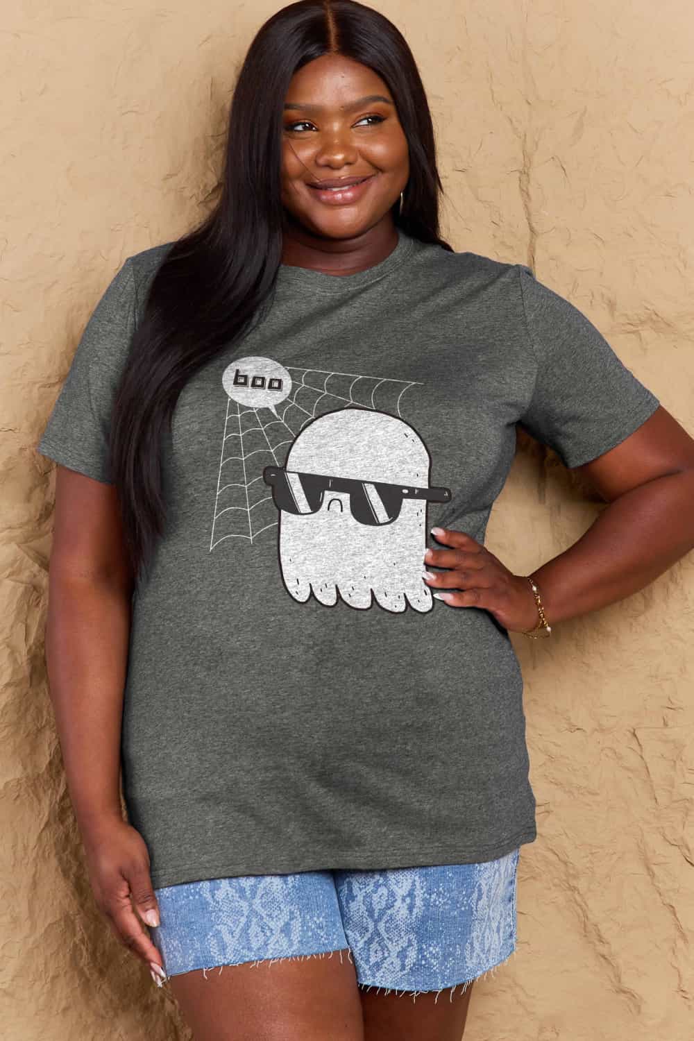 Full Size BOO Graphic Cotton T-Shirt - Gray / S - T-Shirts - Shirts & Tops - 31 - 2024