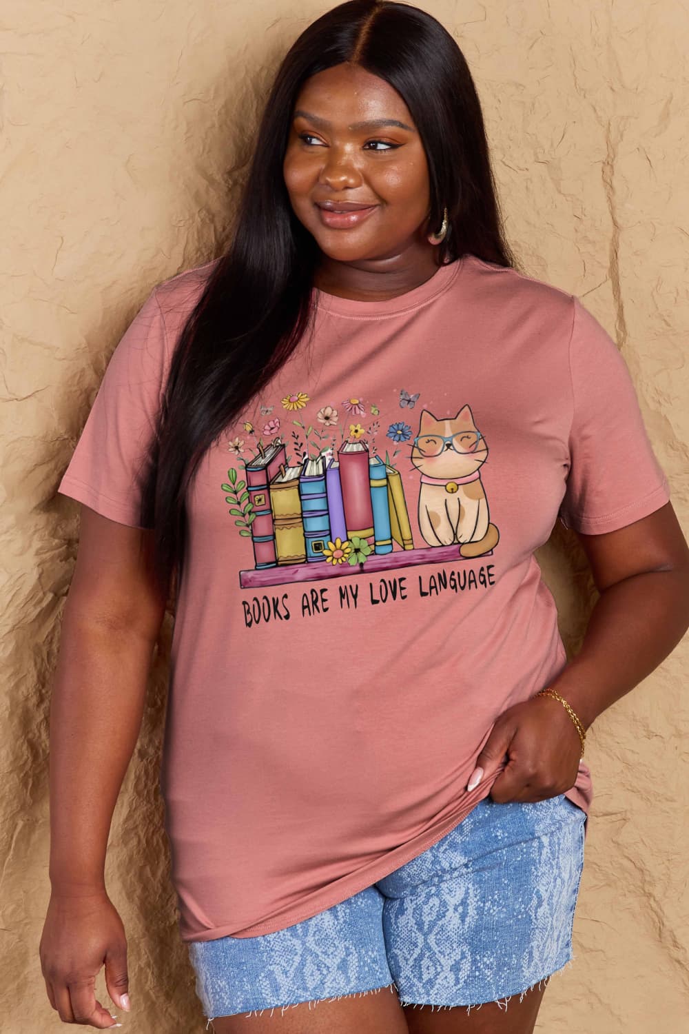 Full Size BOOKS ARE MY LOVE LANGUAGE Graphic Cotton Tee - T-Shirts - Shirts & Tops - 17 - 2024