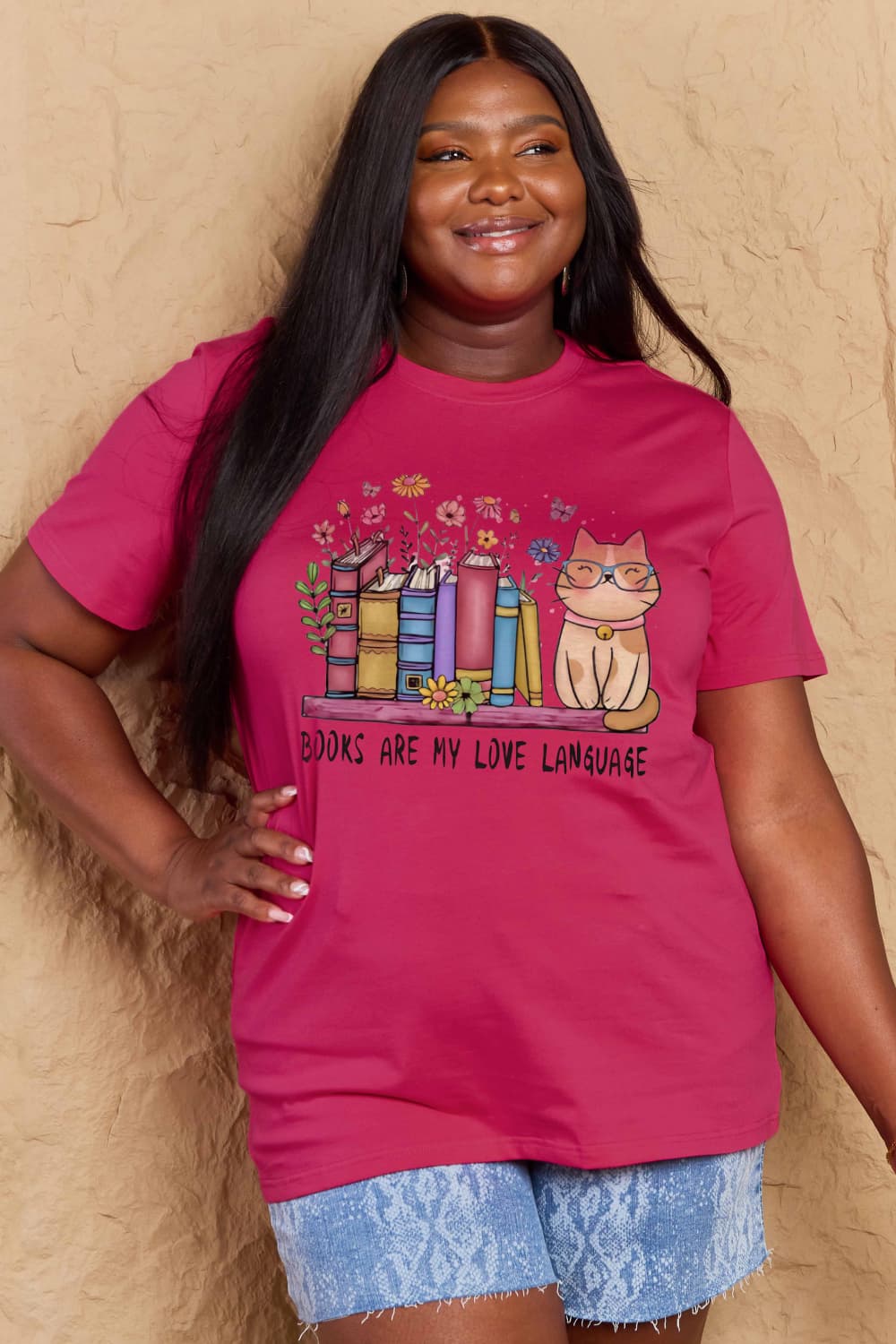 Full Size BOOKS ARE MY LOVE LANGUAGE Graphic Cotton Tee - T-Shirts - Shirts & Tops - 10 - 2024