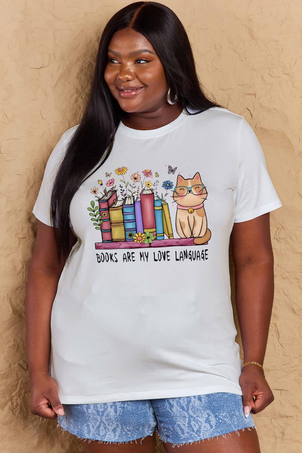 Full Size BOOKS ARE MY LOVE LANGUAGE Graphic Cotton Tee - T-Shirts - Shirts & Tops - 4 - 2024