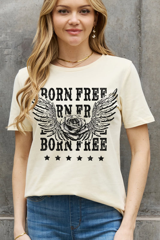 Full Size BORN FREE Graphic Cotton Tee - White / S - T-Shirts - Shirts & Tops - 1 - 2024