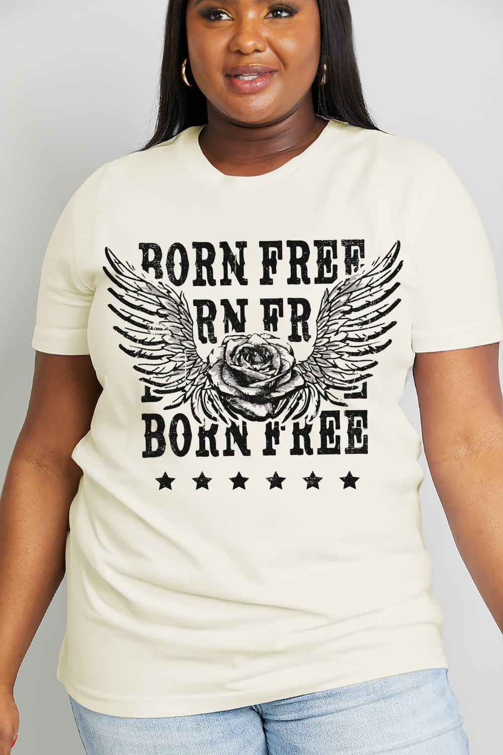 Full Size BORN FREE Graphic Cotton Tee - T-Shirts - Shirts & Tops - 6 - 2024