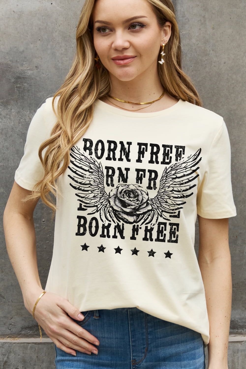 Full Size BORN FREE Graphic Cotton Tee - T-Shirts - Shirts & Tops - 2 - 2024