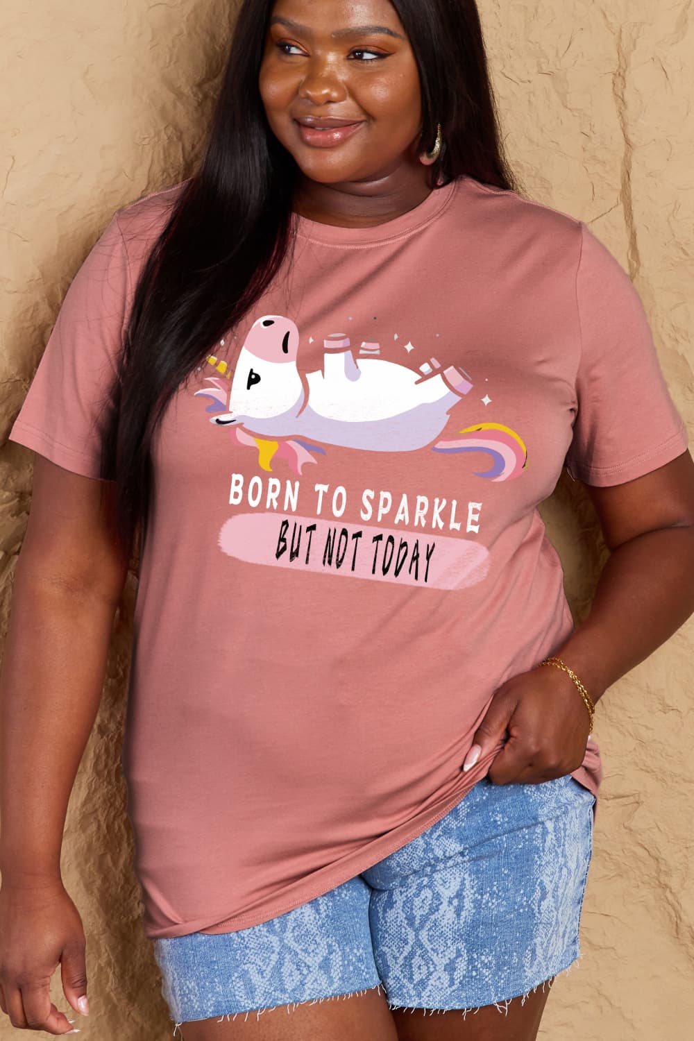 Full Size BORN TO SPARKLE BUT NOT TODAY Graphic Cotton Tee - T-Shirts - Shirts & Tops - 10 - 2024