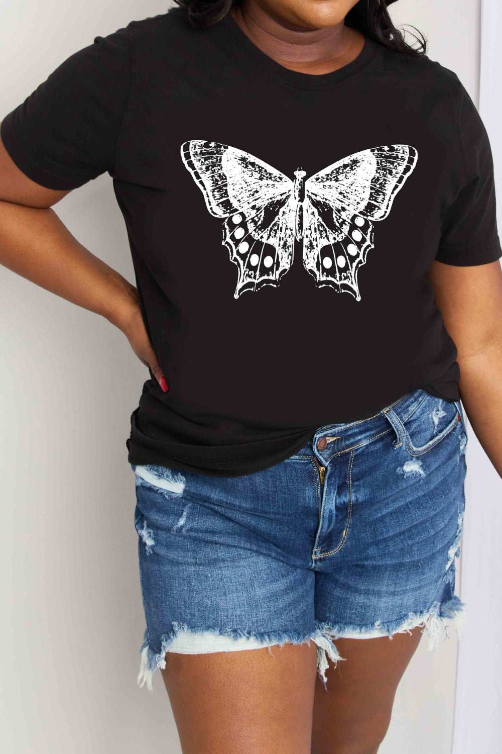 Full Size Butterfly Graphic Cotton T-Shirt - T-Shirts - Shirts & Tops - 3 - 2024