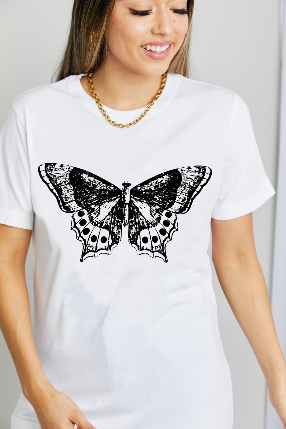 Full Size Butterfly Graphic Cotton T-Shirt - White / S - T-Shirts - Shirts & Tops - 7 - 2024