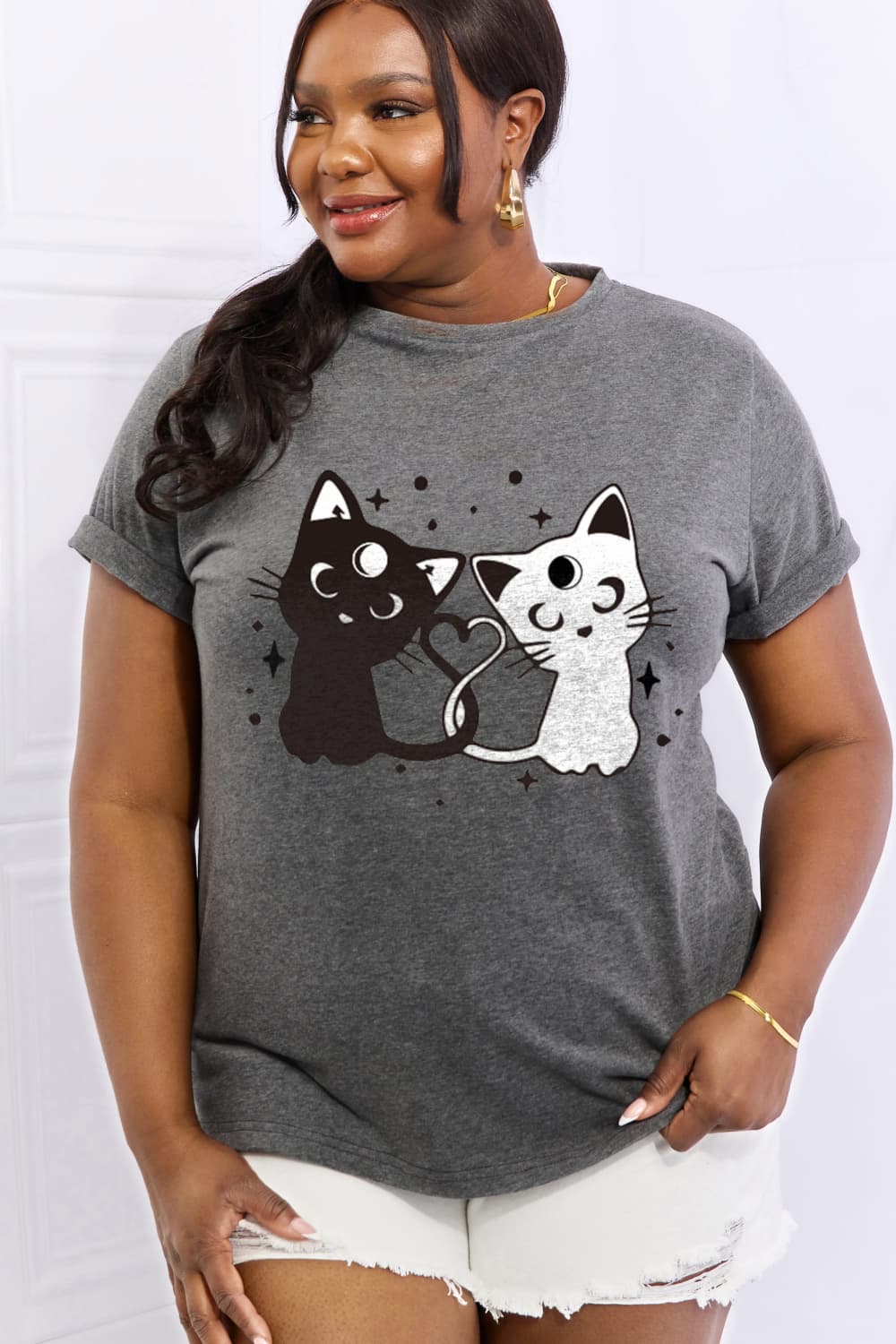 Full Size Cats Graphic Cotton Tee - T-Shirts - Shirts & Tops - 10 - 2024