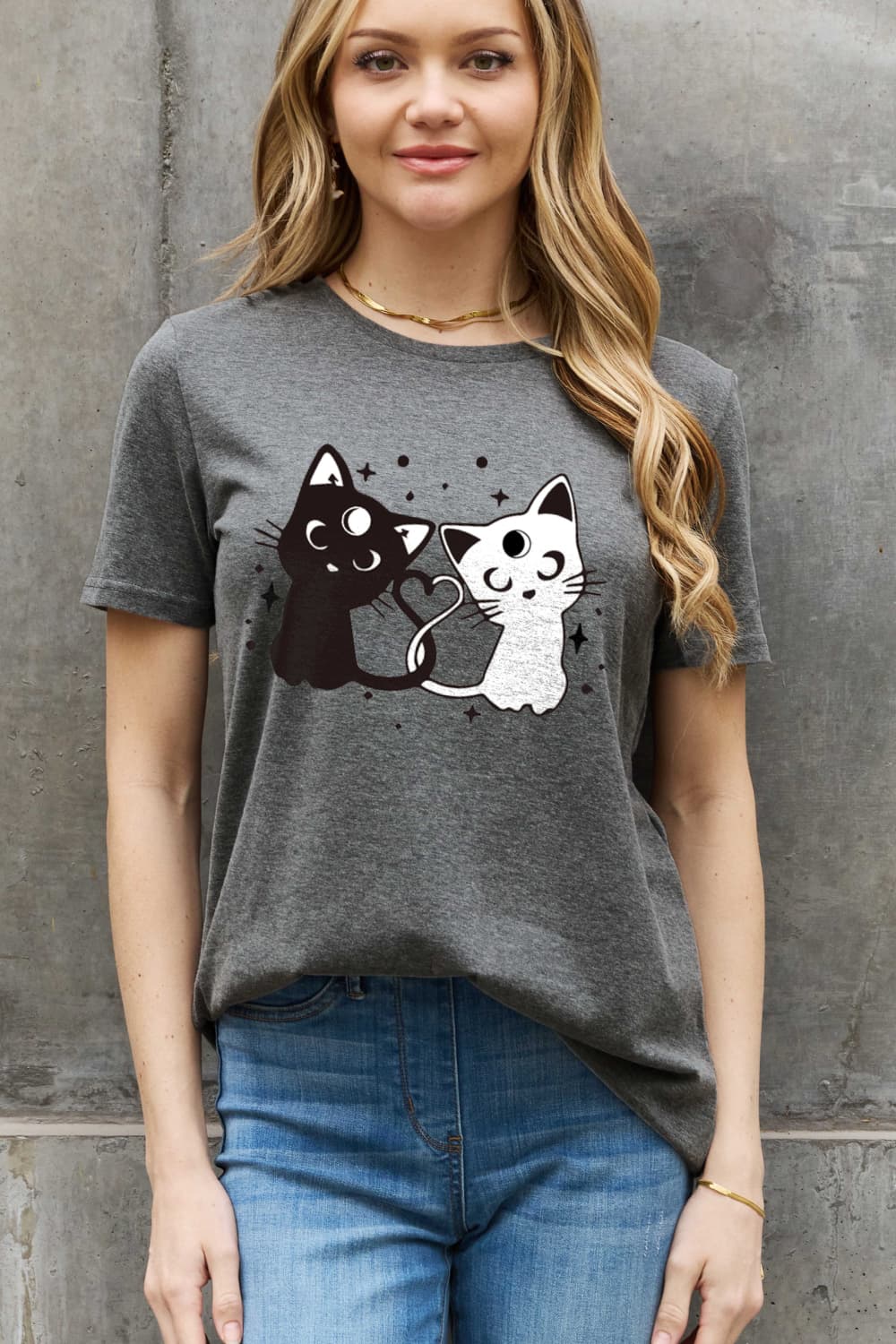 Full Size Cats Graphic Cotton Tee - Gray / S - T-Shirts - Shirts & Tops - 7 - 2024