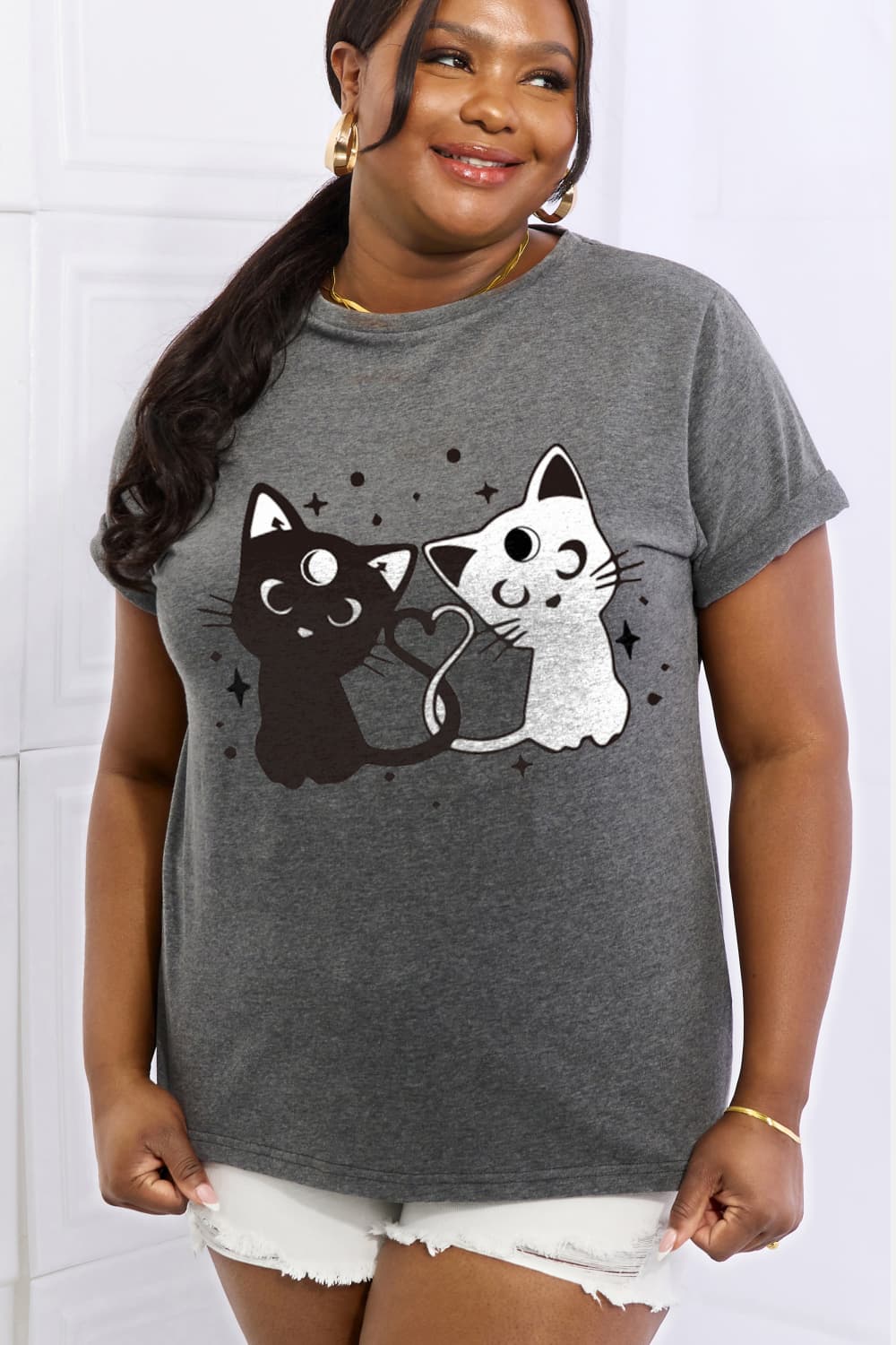 Full Size Cats Graphic Cotton Tee - T-Shirts - Shirts & Tops - 11 - 2024