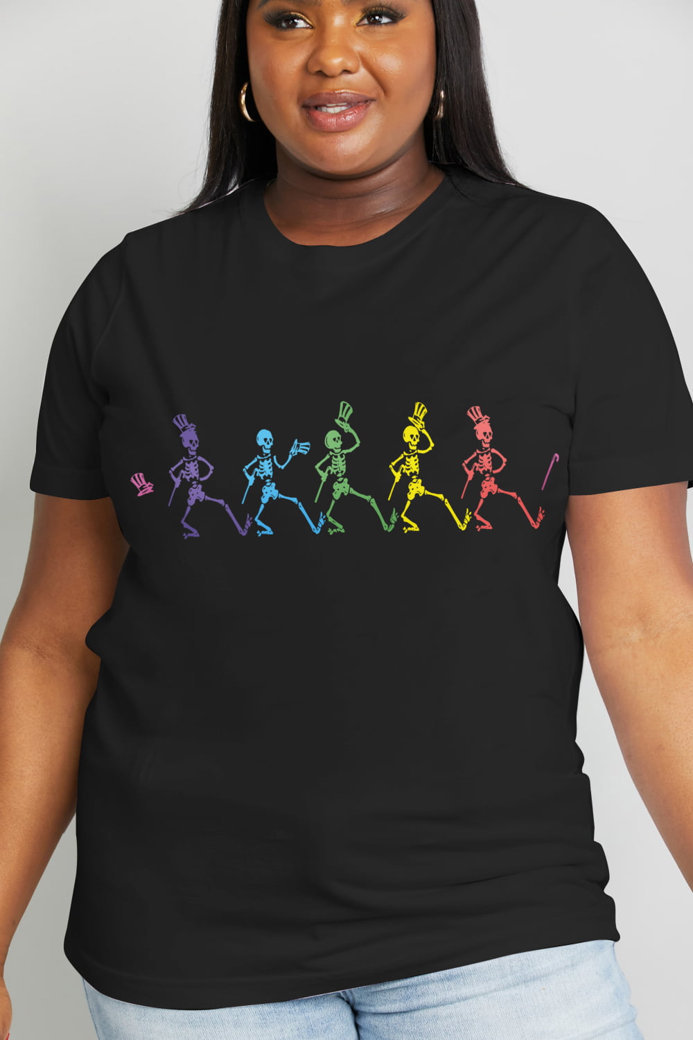Full Size Dancing Skeleton Graphic Cotton Tee - T-Shirts - Shirts & Tops - 2 - 2024