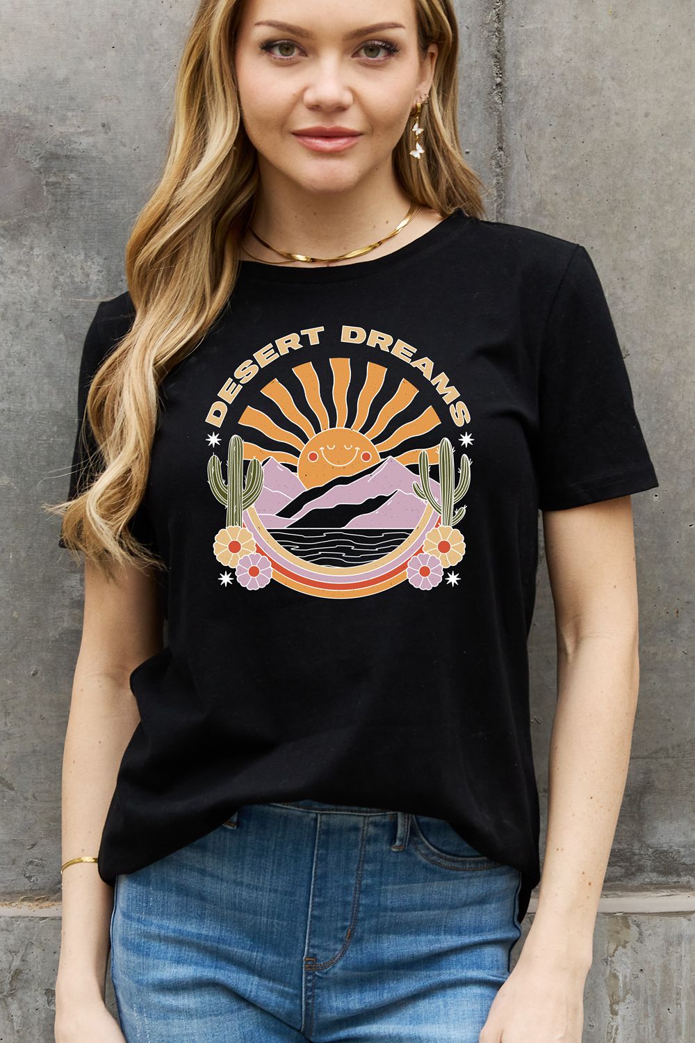 Full Size DESERT DREAMS Graphic Cotton Tee - Black / S - T-Shirts - Shirts & Tops - 9 - 2024