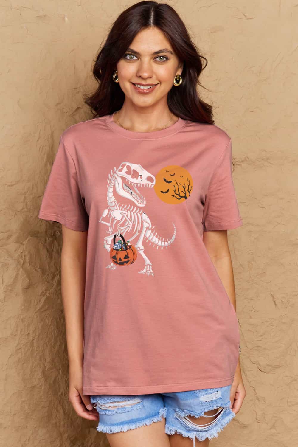 Full Size Dinosaur Skeleton Graphic Cotton T-Shirt - Pink / S - T-Shirts - Shirts & Tops - 7 - 2024