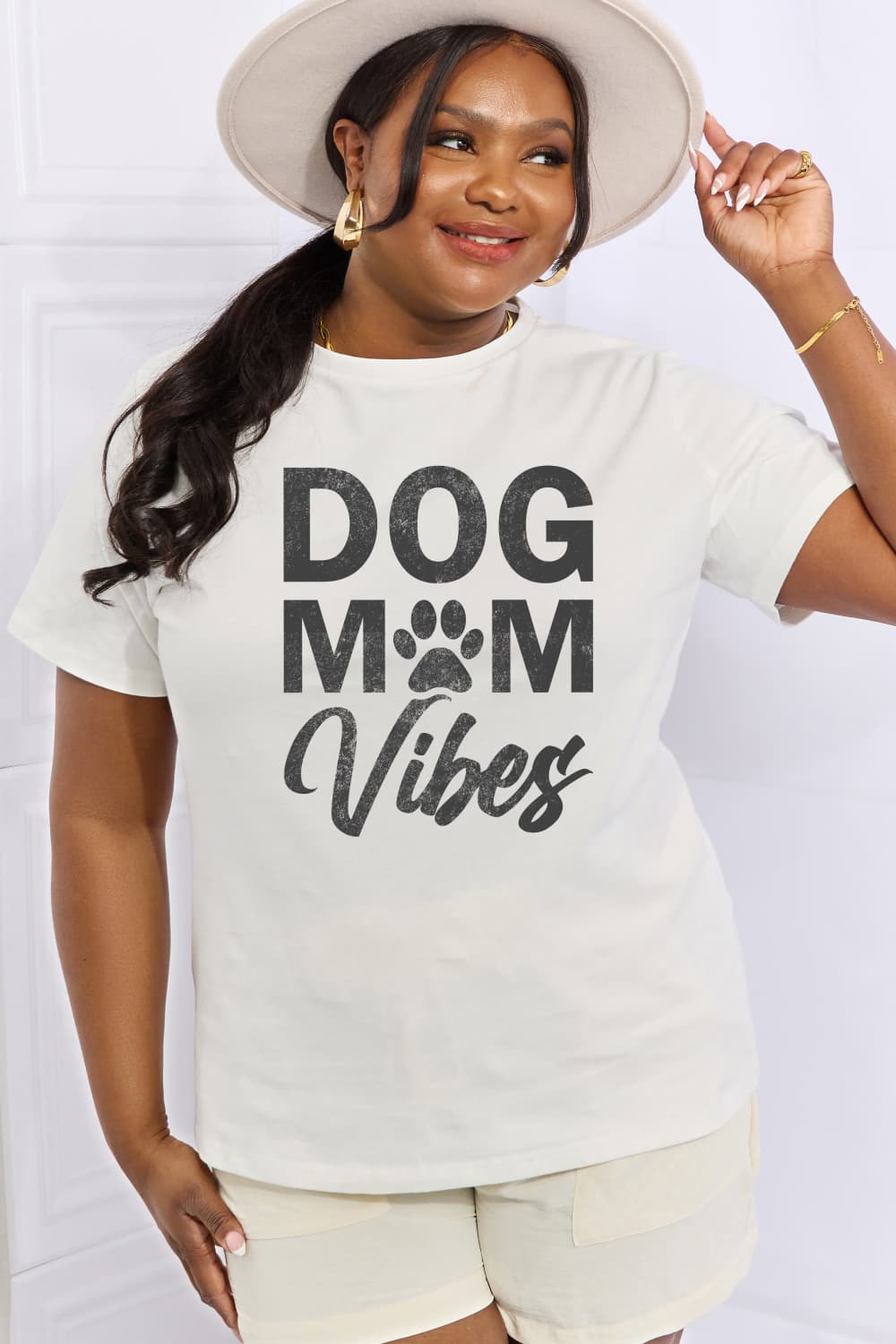 Full Size DOG MOM VIBES Graphic Cotton Tee - T-Shirts - Shirts & Tops - 5 - 2024