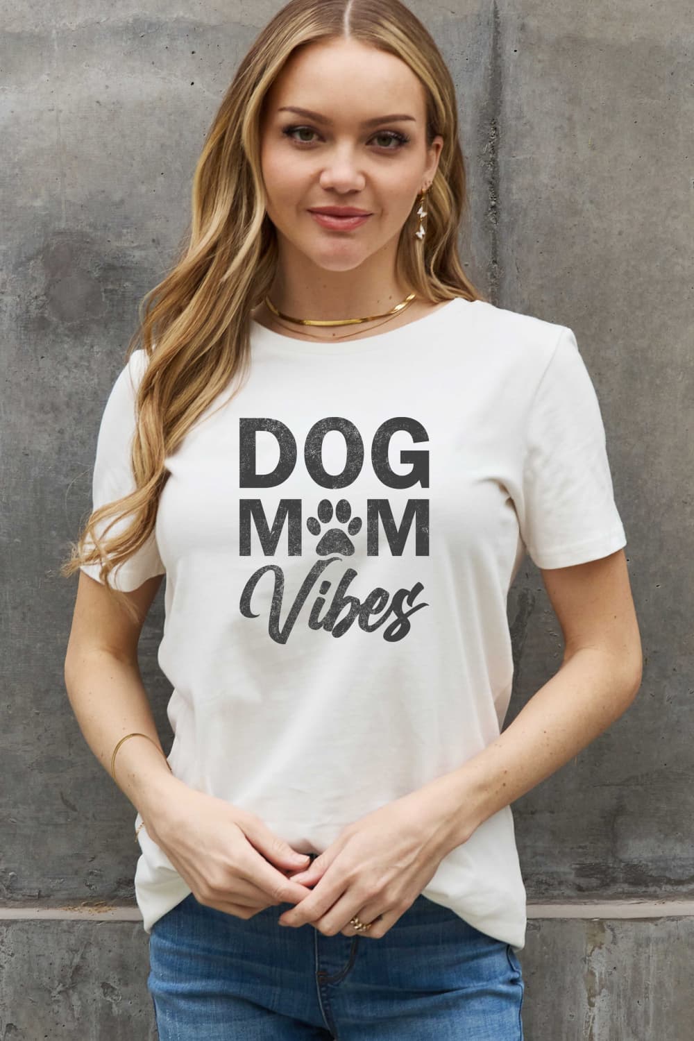 Full Size DOG MOM VIBES Graphic Cotton Tee - T-Shirts - Shirts & Tops - 3 - 2024